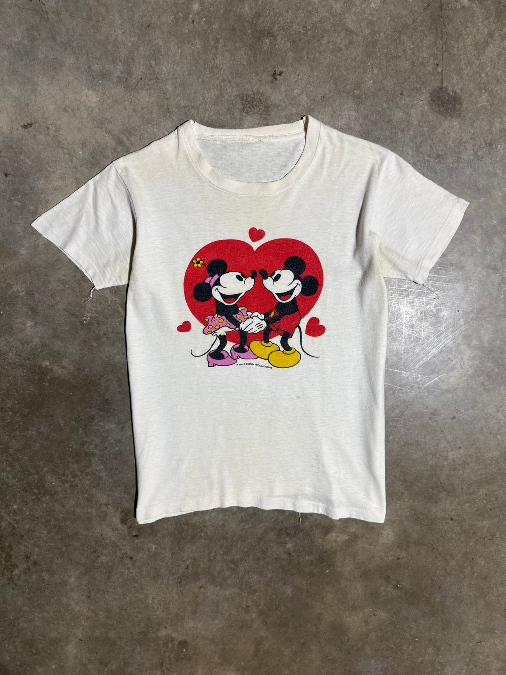 Vintage 70s Mickey and Minnie Heart Tee (XS 16x21)