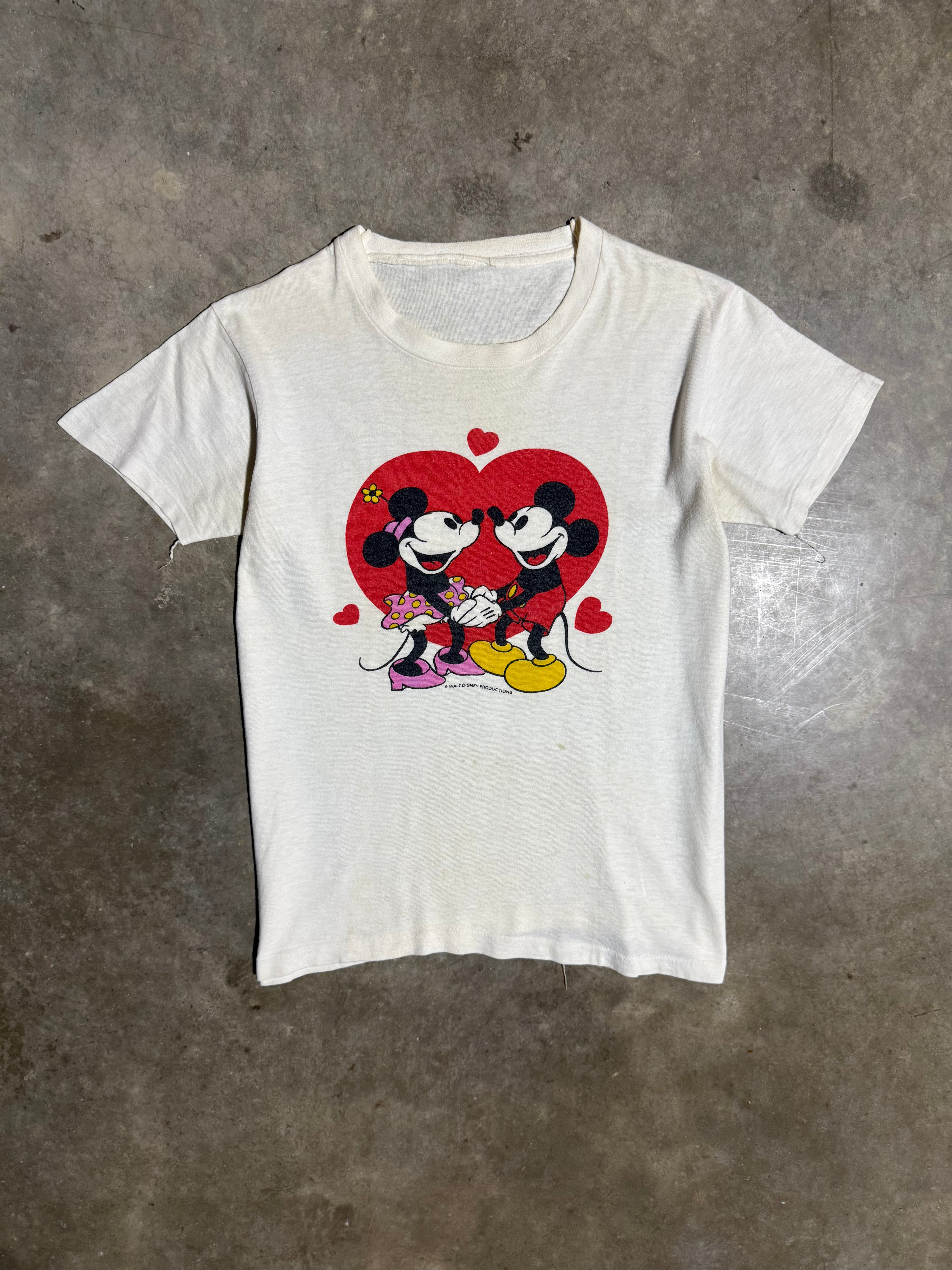 Vintage 70s Mickey and Minnie Heart Tee (XS 16x21)