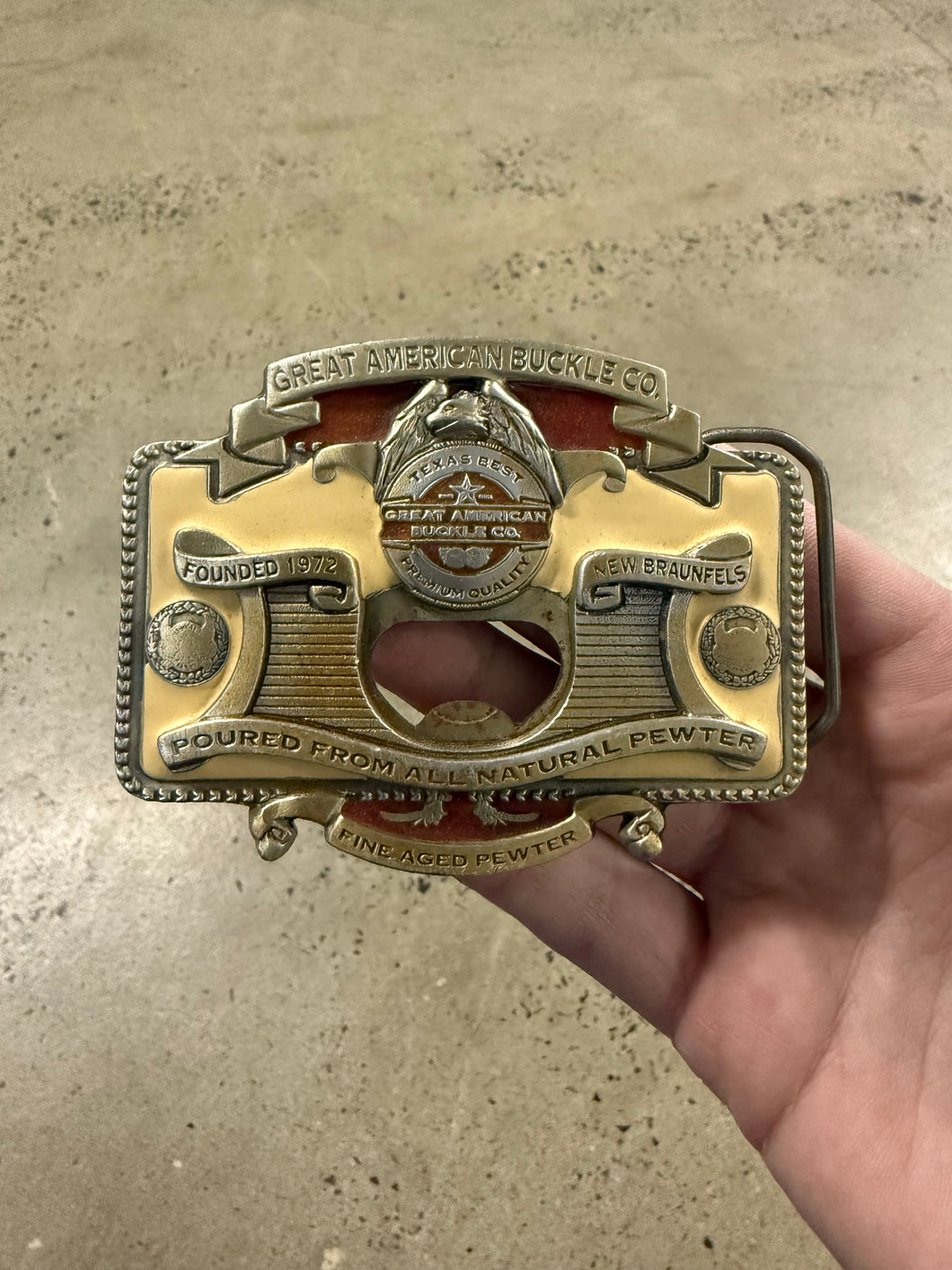 Vintage Great American Buckle Co Bottle Opener Belt Buckle