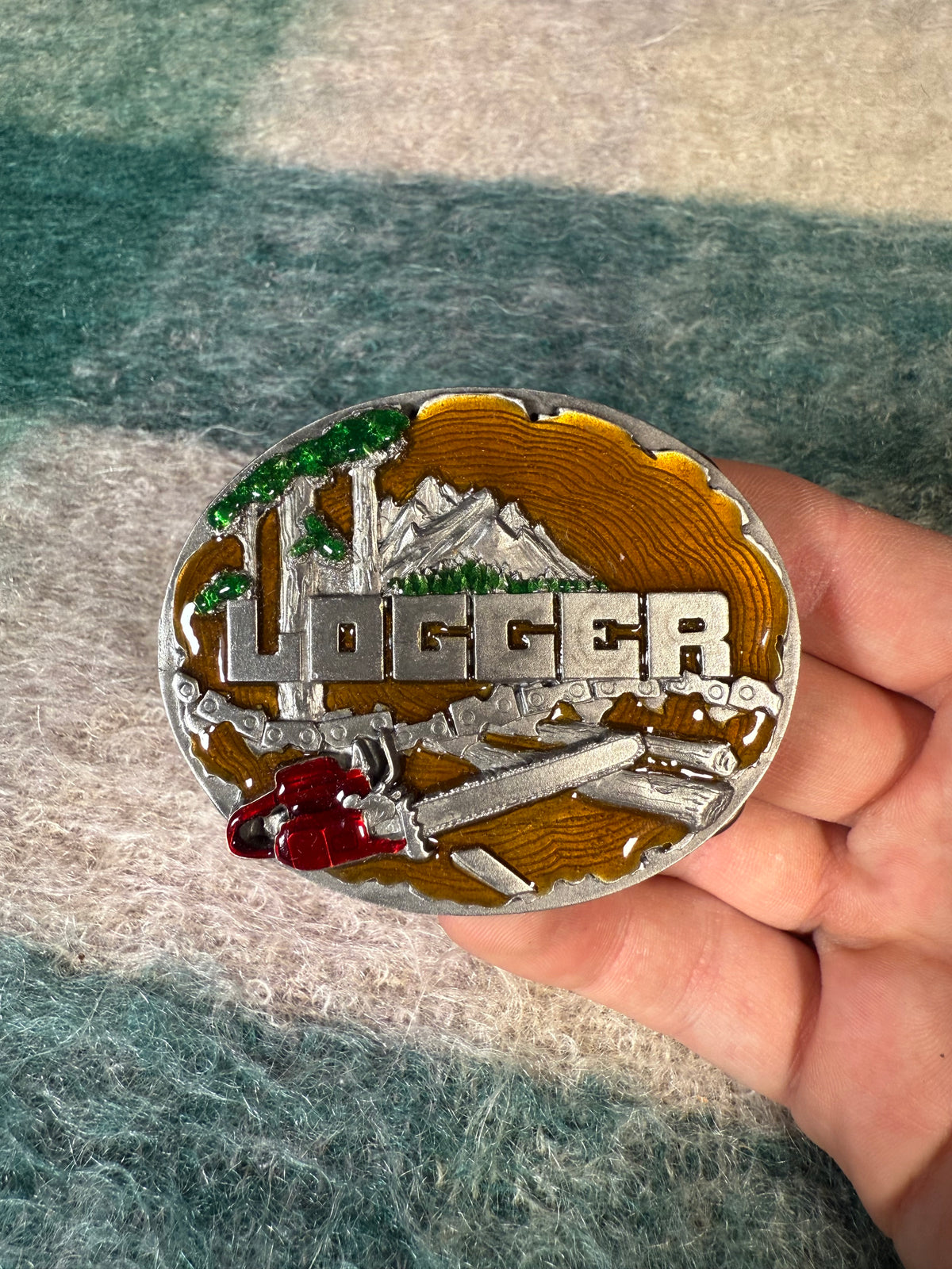 Vintage Logger Multicolor Belt Buckle