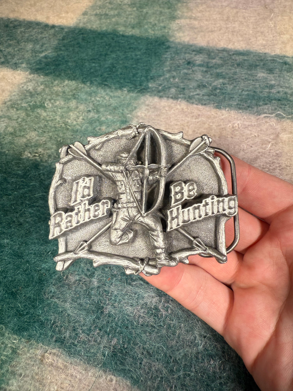 Vintage Id Rather Be Hunting Belt Buckle