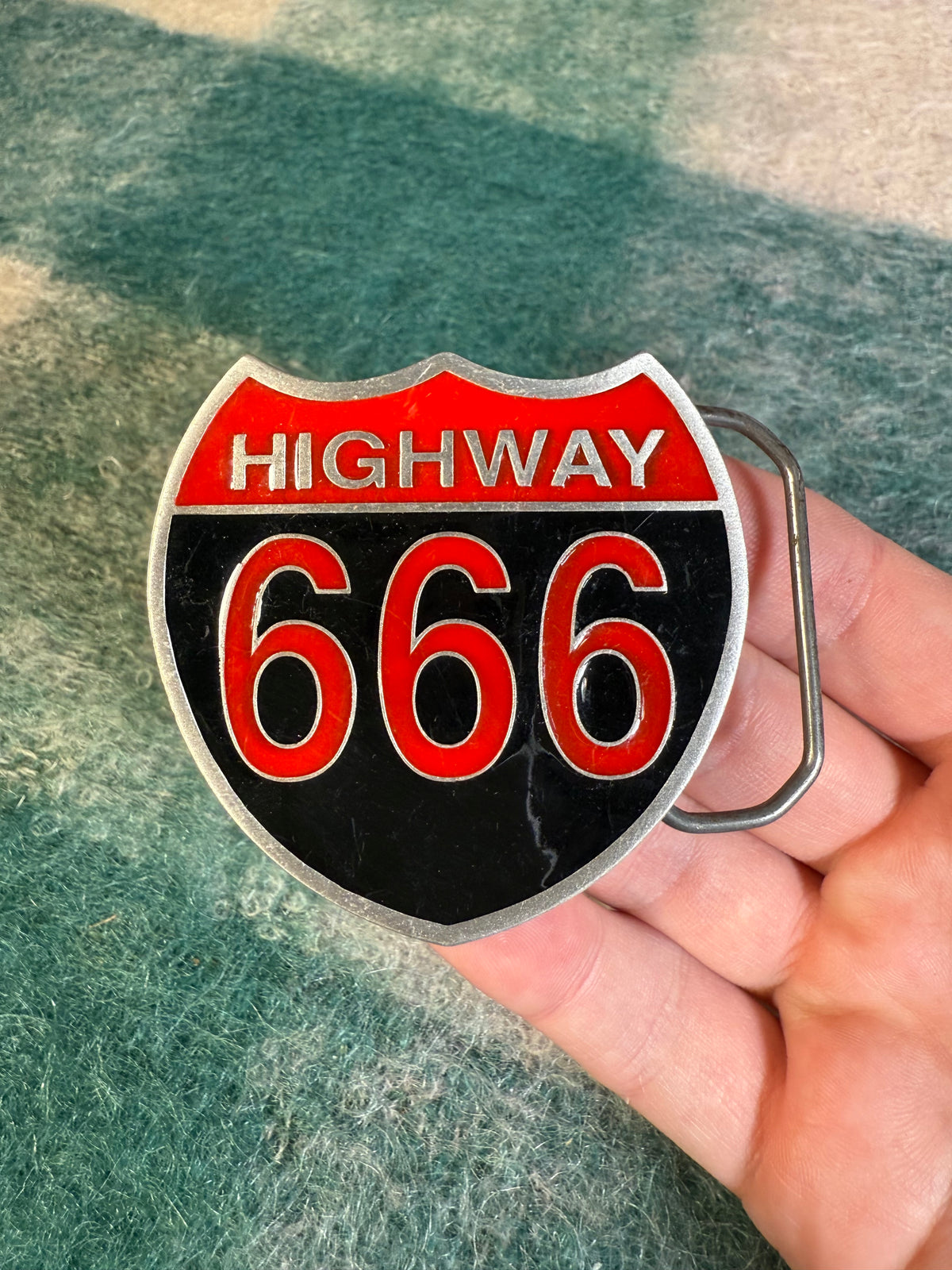 Vintage 2001 Highway 666 Belt Buckle