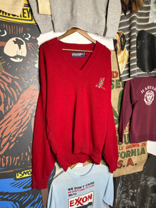 Vintage Embroidered Golf V-Neck Sweater (XL)
