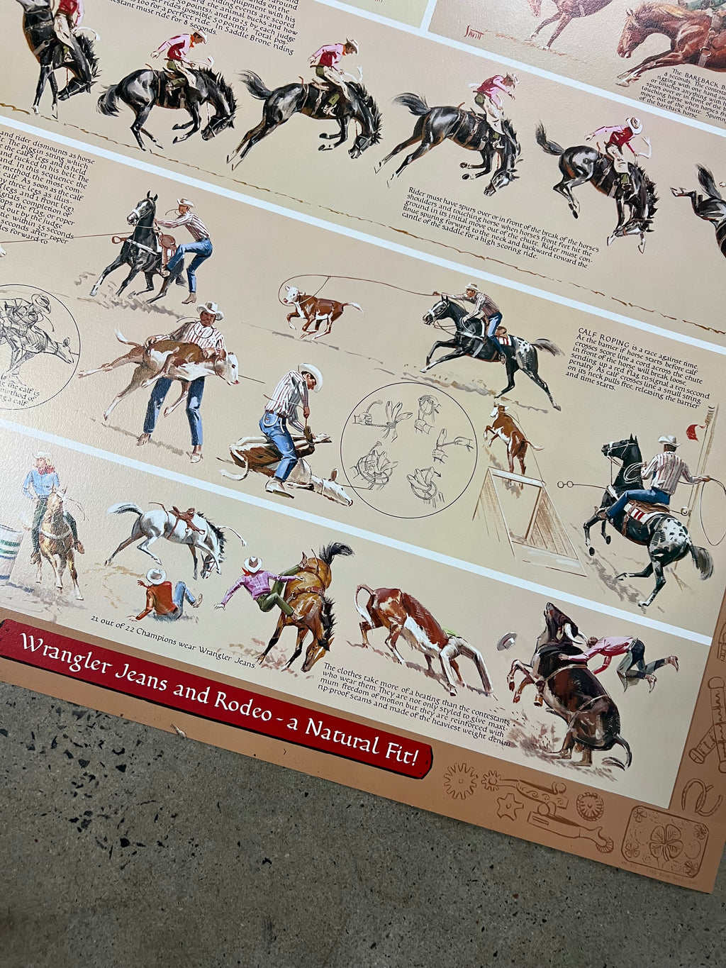Vintage 1981 Wrangler Professional Rodeo Cowboys Association Big Poster (24x37inch)