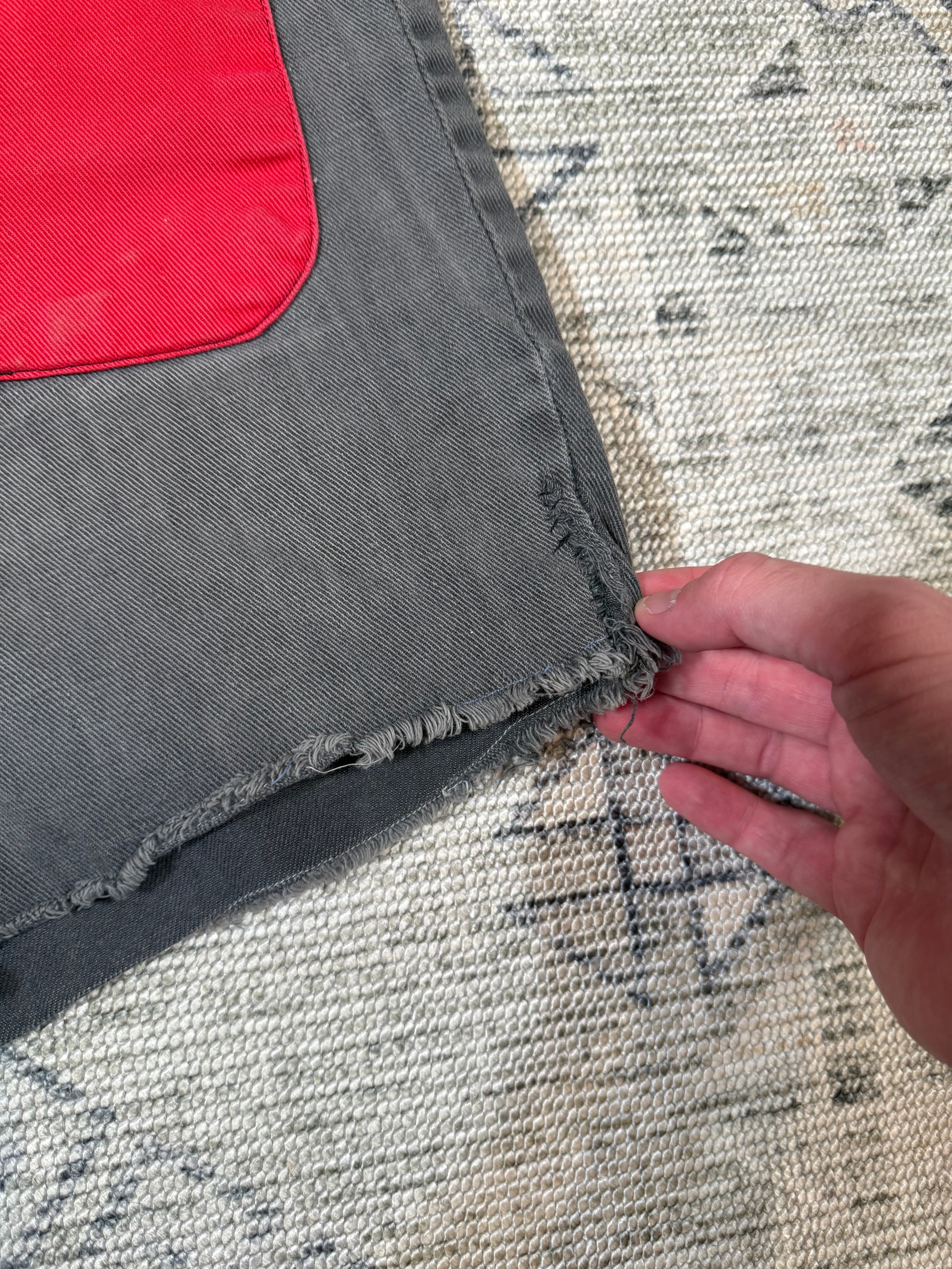 Vintage 70s Custom Red and Black Jean Shorts (36)