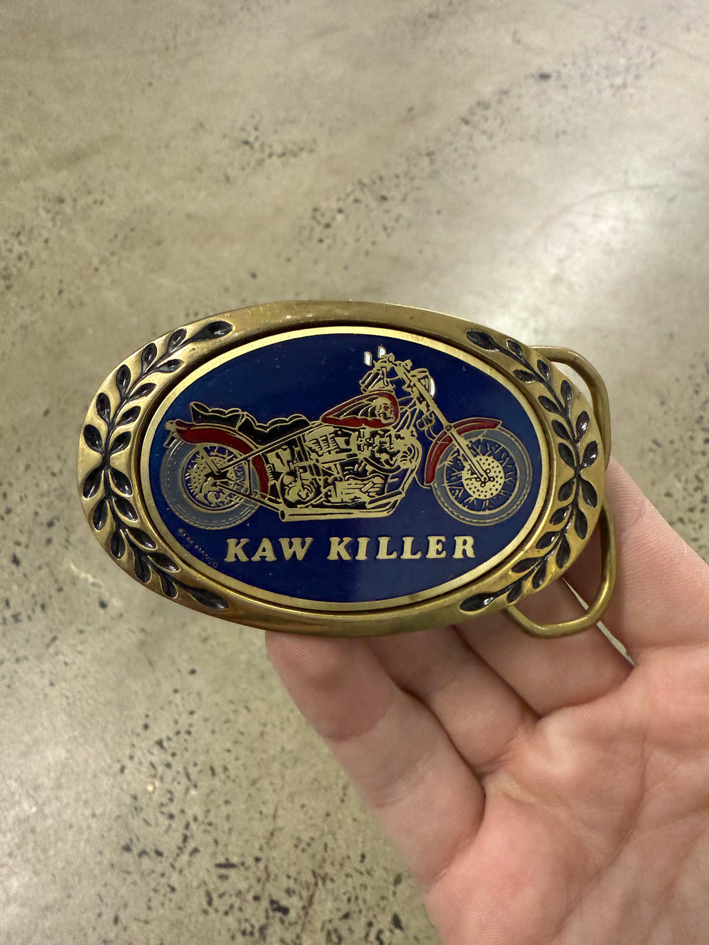 Vintage Kaw Killer Motorcycle Belt Buckle