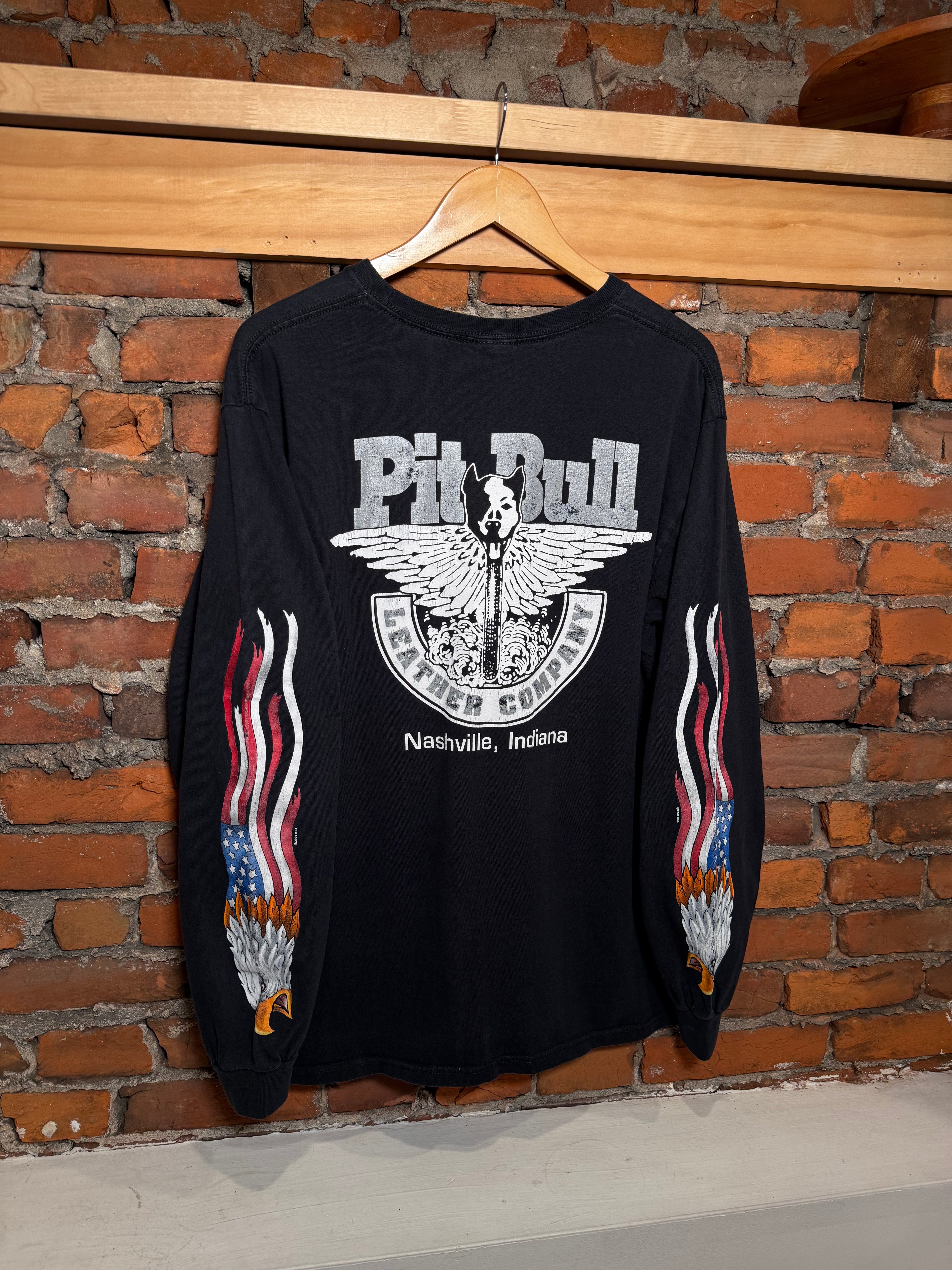 Vintage Pitbull Leather Leather Company Longsleeve Biker Shirt (L)