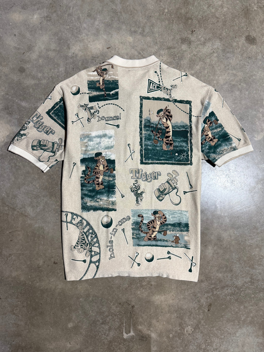 Vintage Tigger Golf All Over Print Polo Shirt (XL)