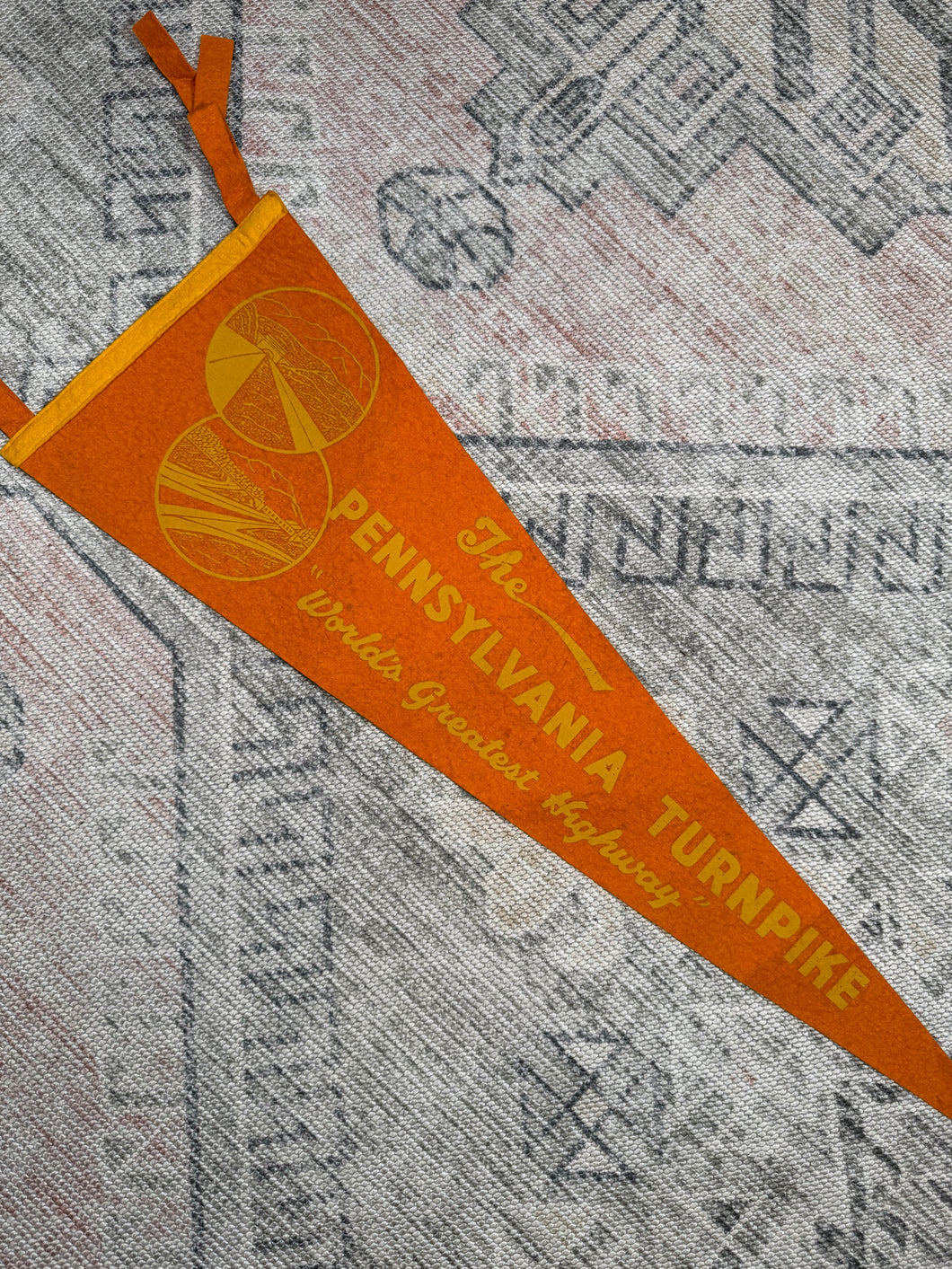 Vintage 70s Pennsylvania Turnpike Pennant (27inch)