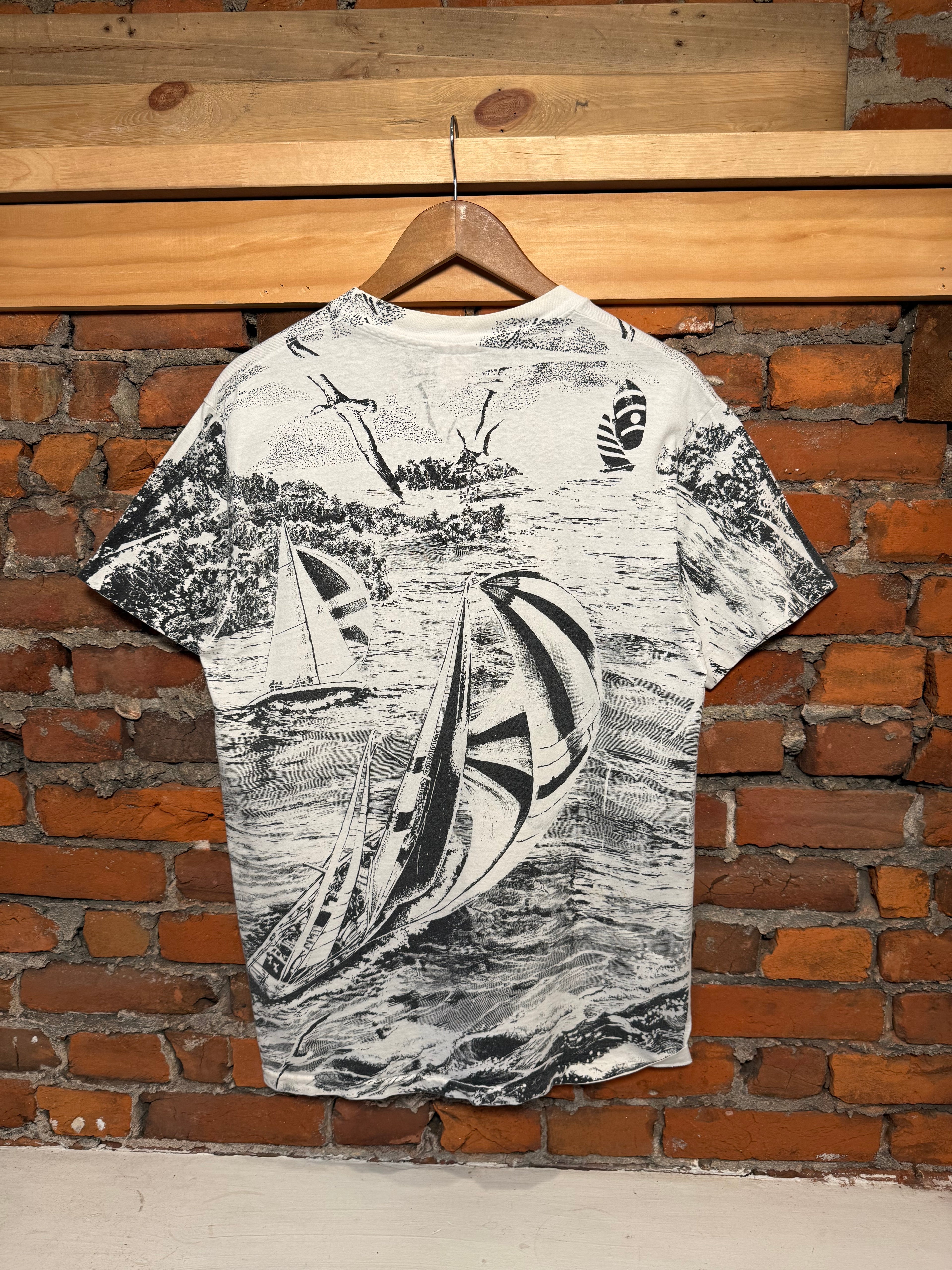 Vintage 90s Aruba All Over Print Tee (M/L)