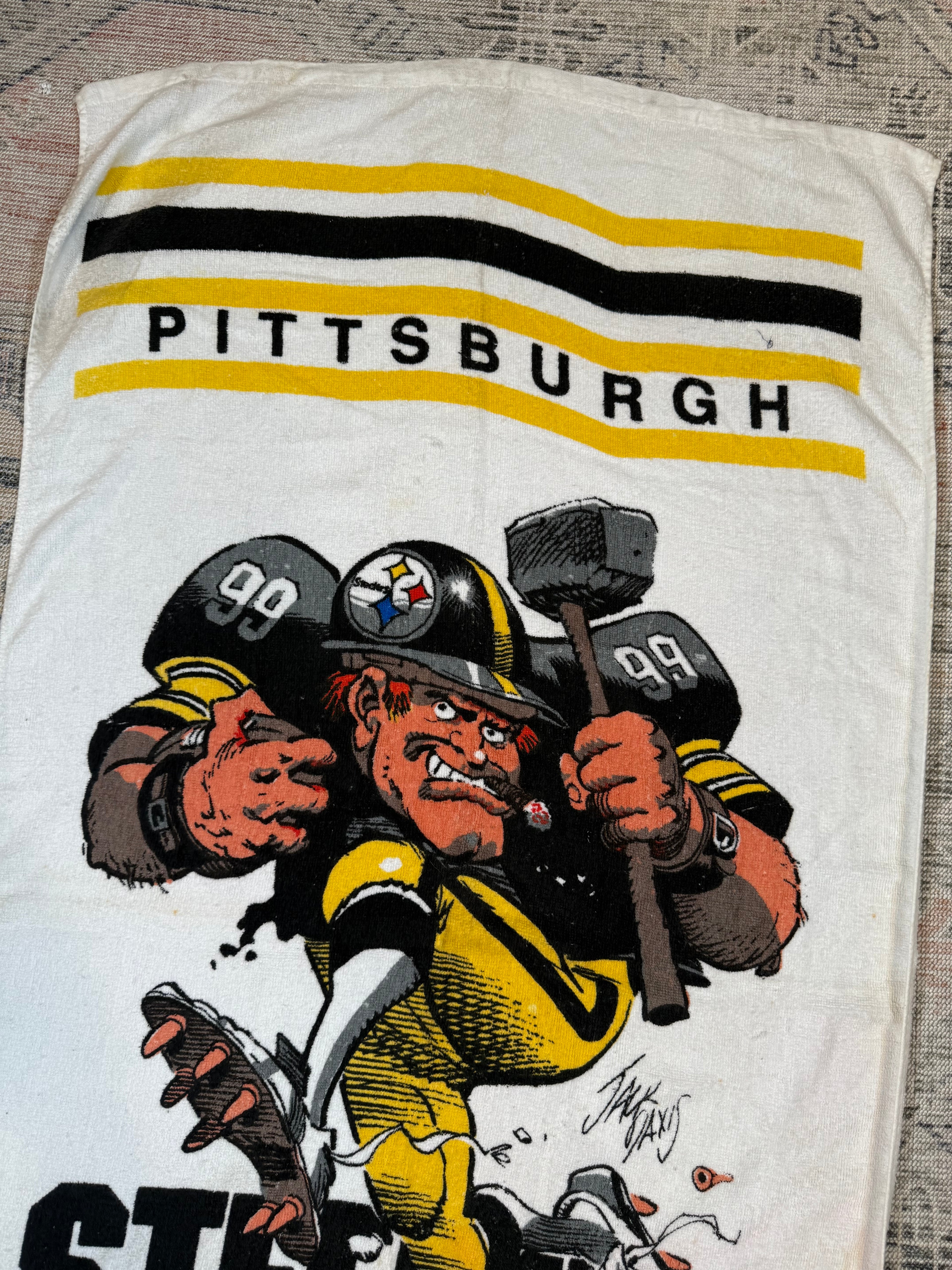 Vintage 1988 Jack Davis Pittsburgh Steelers Towel