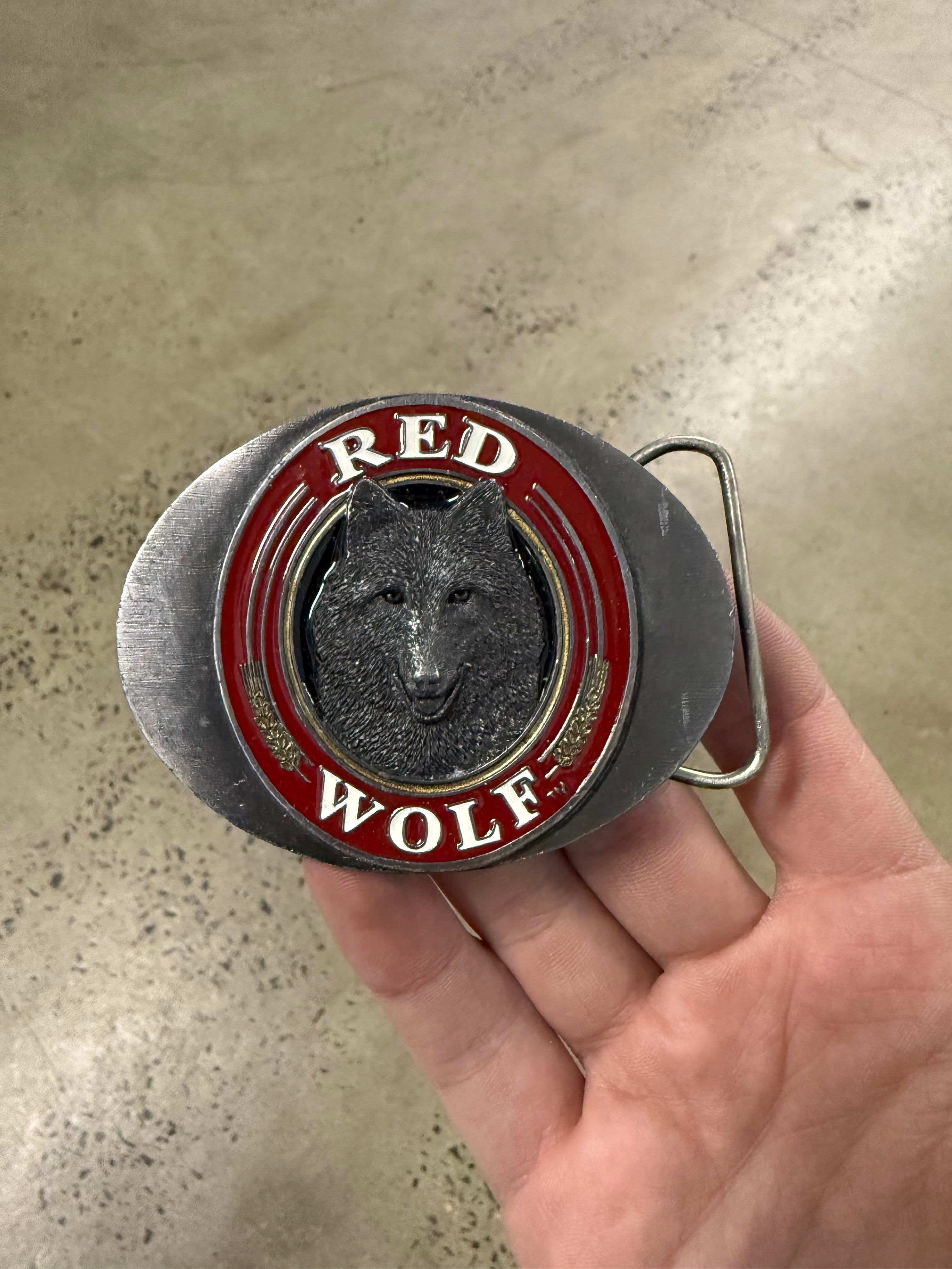 Vintage Red Wolf Beer Belt Buckle