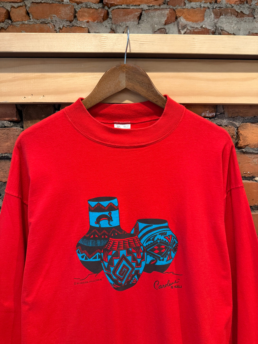 Vintage 1996 Native American Pottery Mock Neck Longsleeve (XXL)
