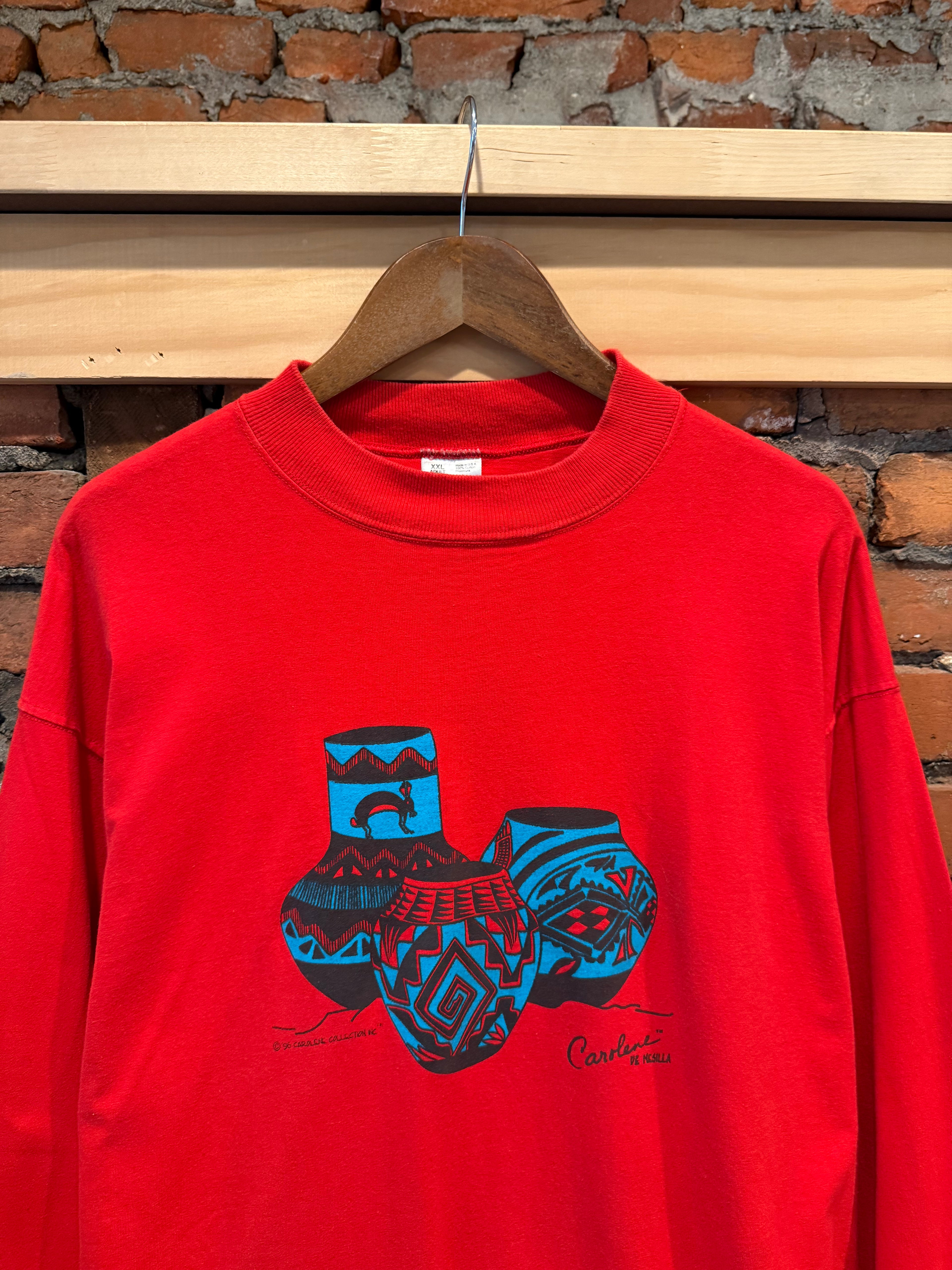 Vintage 1996 Native American Pottery Mock Neck Longsleeve (XXL)