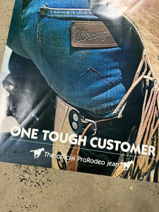 Vintage Wrangler One Tough Customer Advertisement Poster (22x28inch)