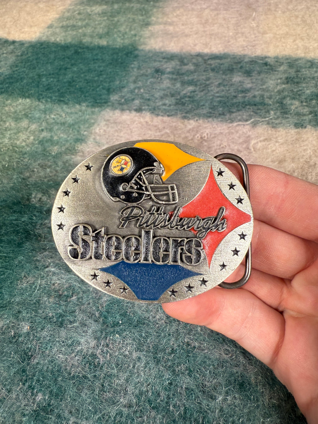 Vintage Pittsburgh Steelers Helmet Logo Belt Buckle