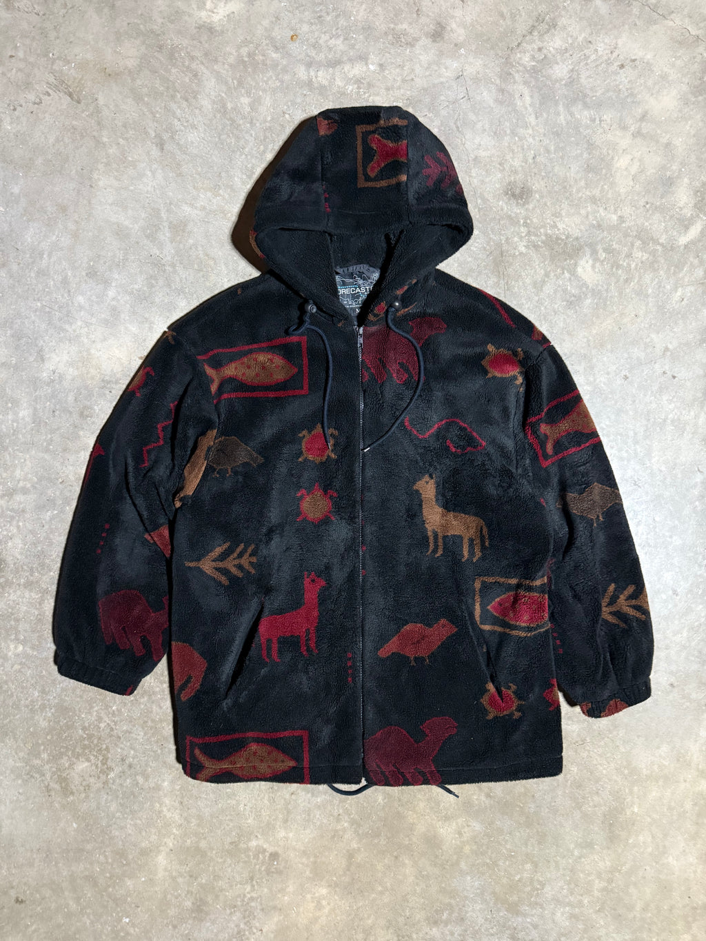 Vintage Forecaster Animal Pattern Fleece Zip Up (L)