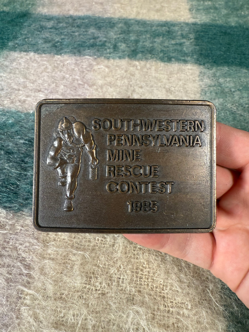 Vintage 1985 Pennsylvania Mine Rescue Contest Belt Buckle