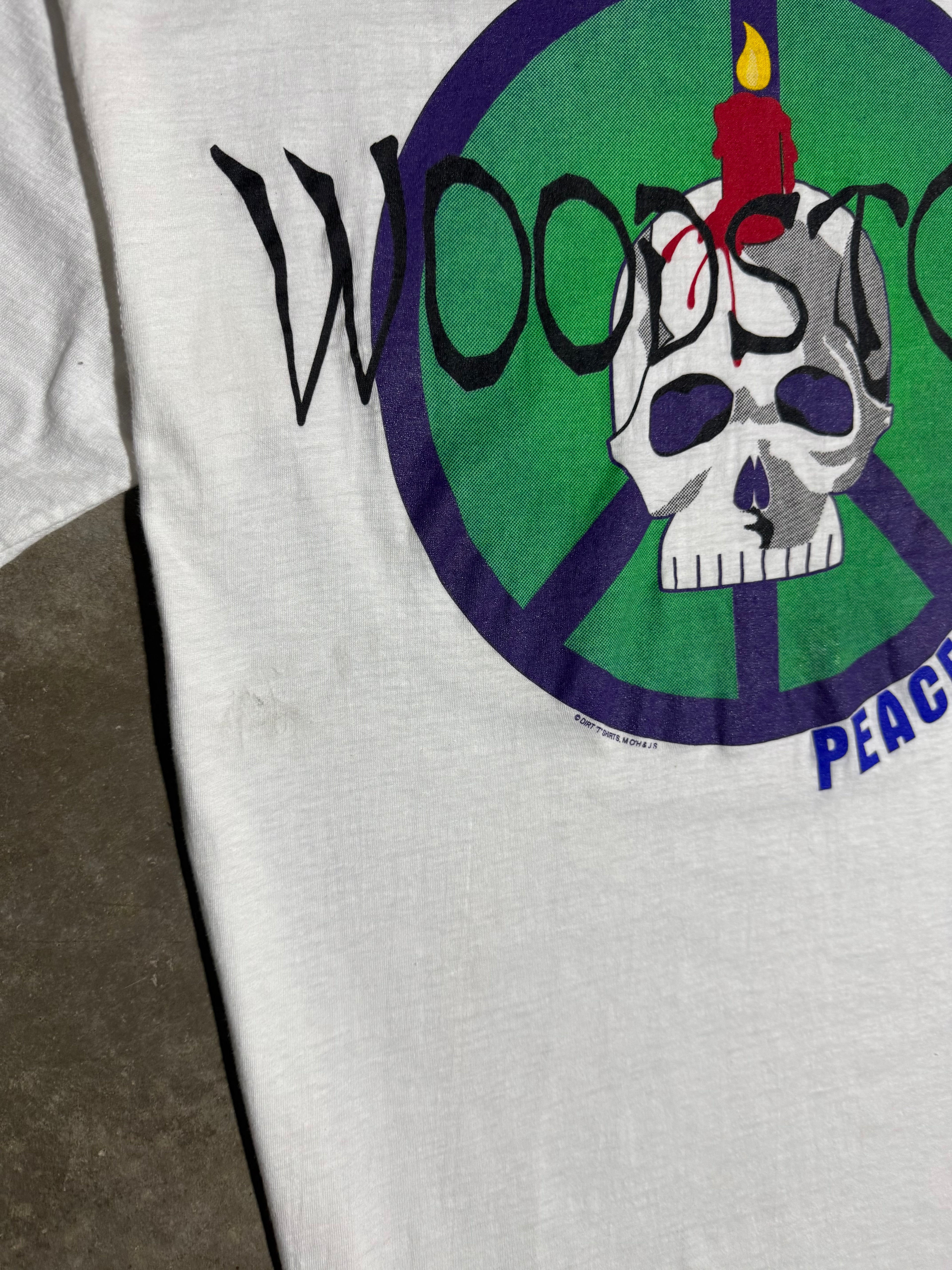 Vintage Woodstock Peacebomb Skull T-Shirt (L/XL)