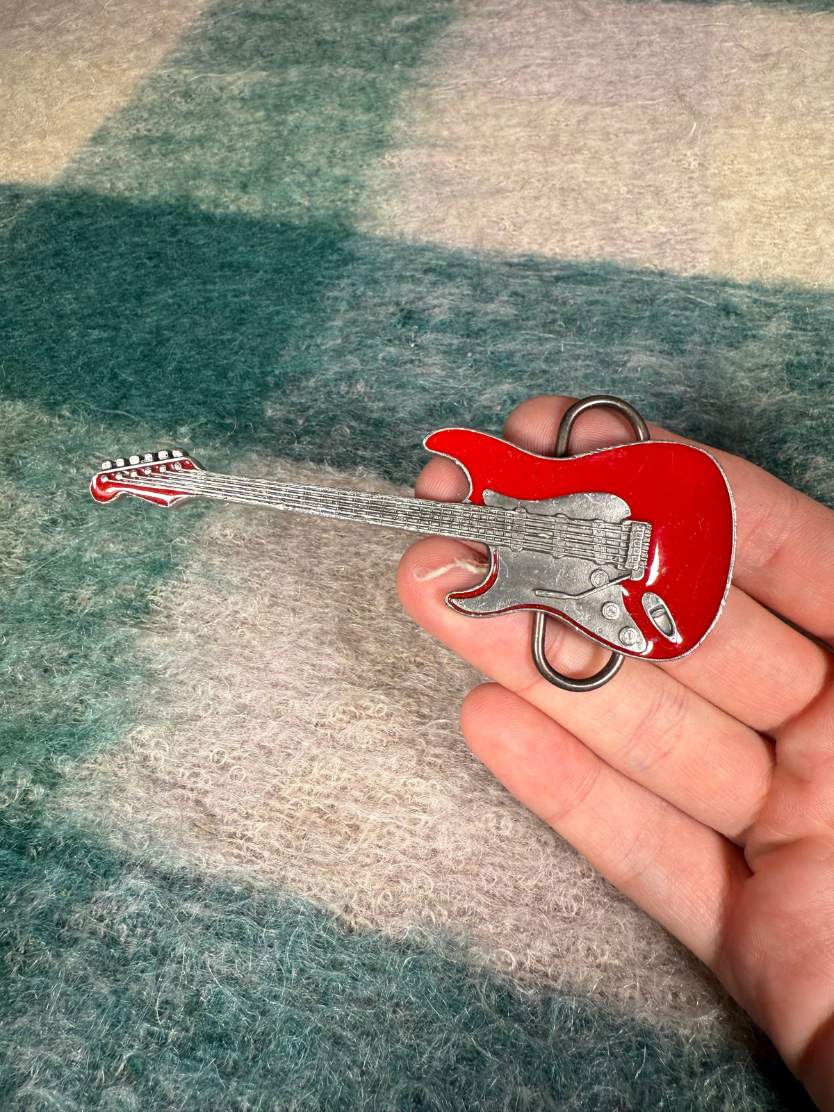 Vintage 2004 Red Guitar Belt Buckle