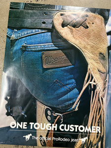 Vintage Wrangler One Tough Customer Advertisement Poster (22x28inch)