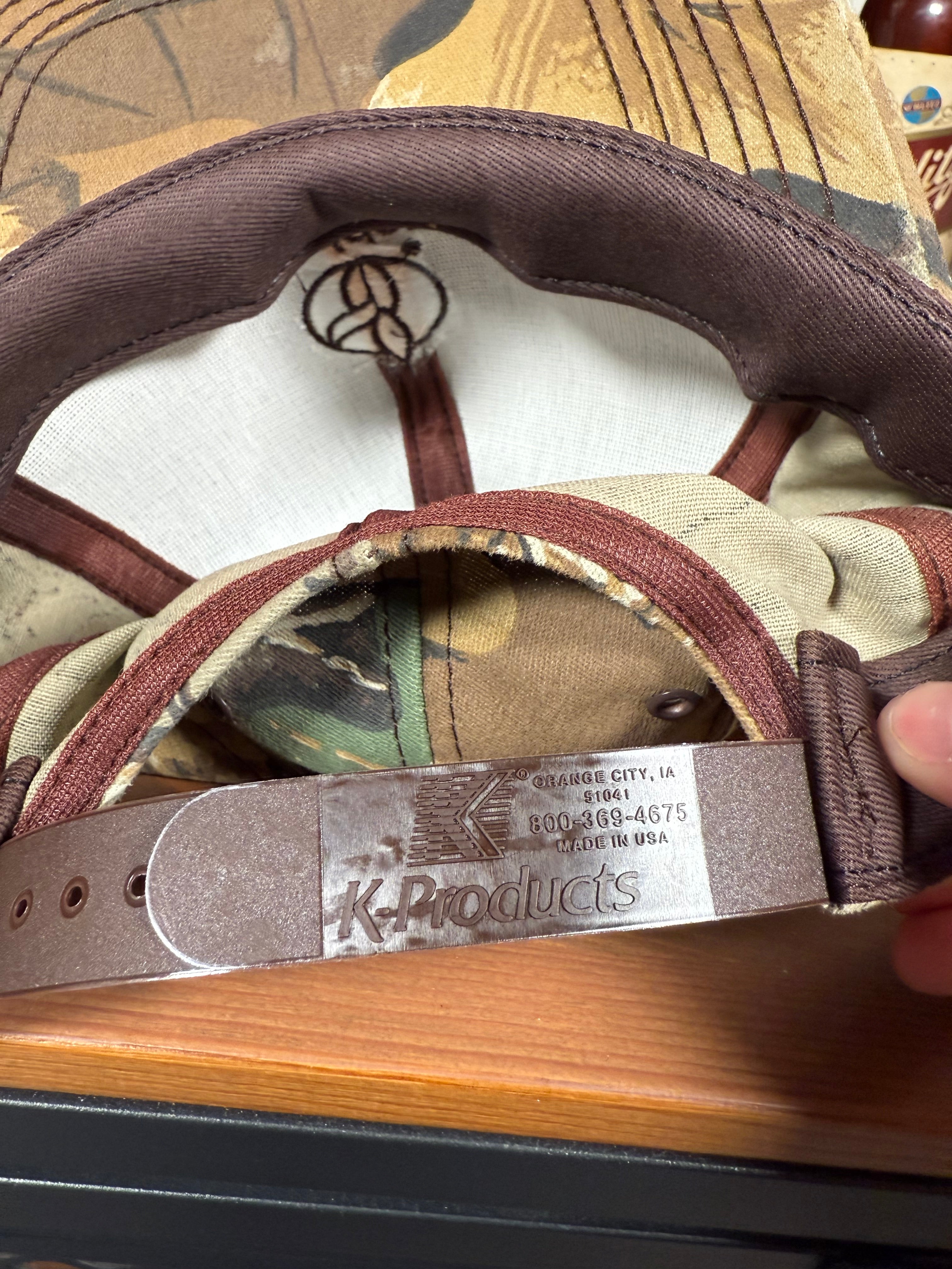 Vintage Golden Harvest Camo K Products Trucker Hat