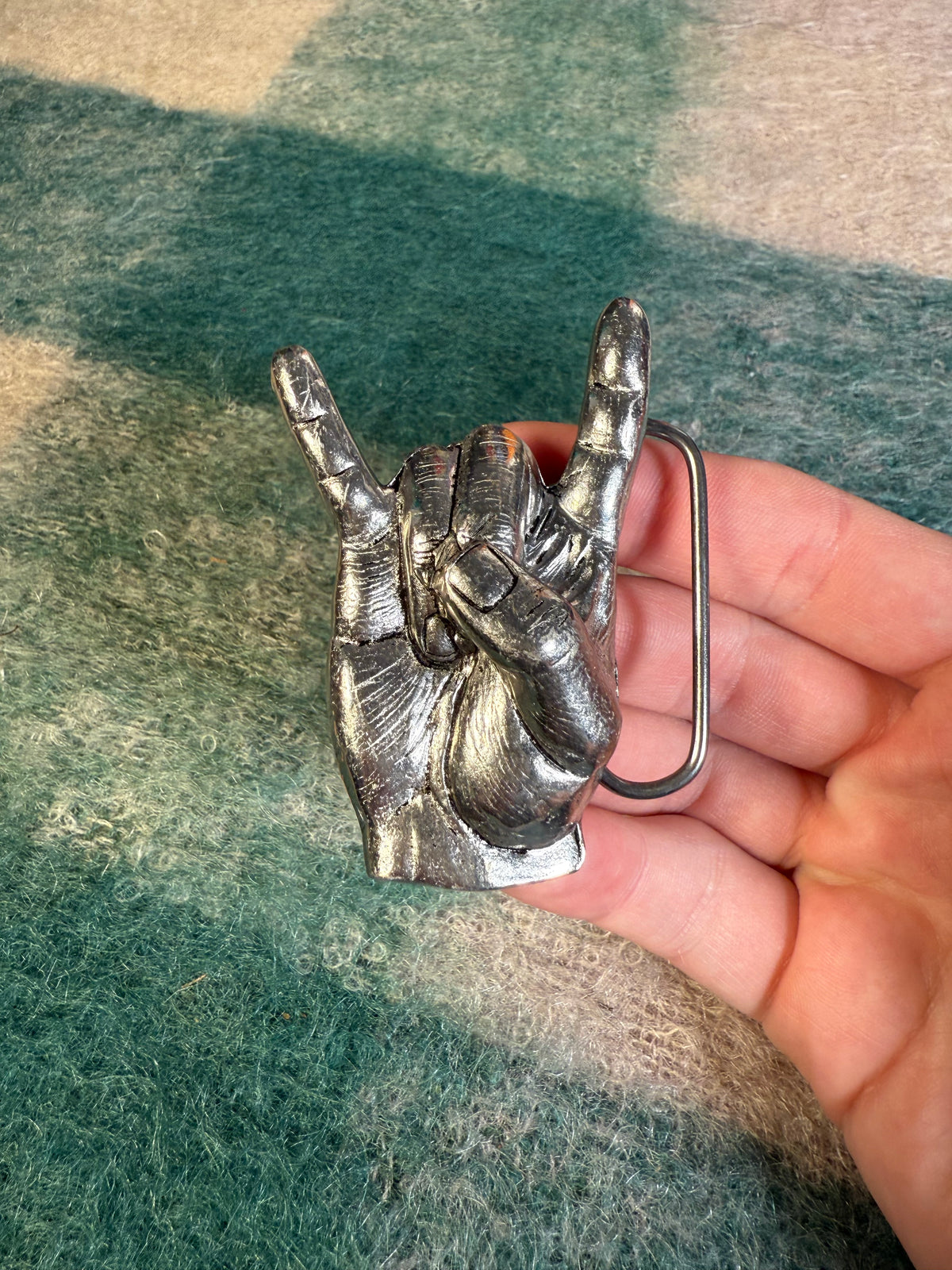 Vintage 2000s Rock On/Devil Horn Belt Buckle
