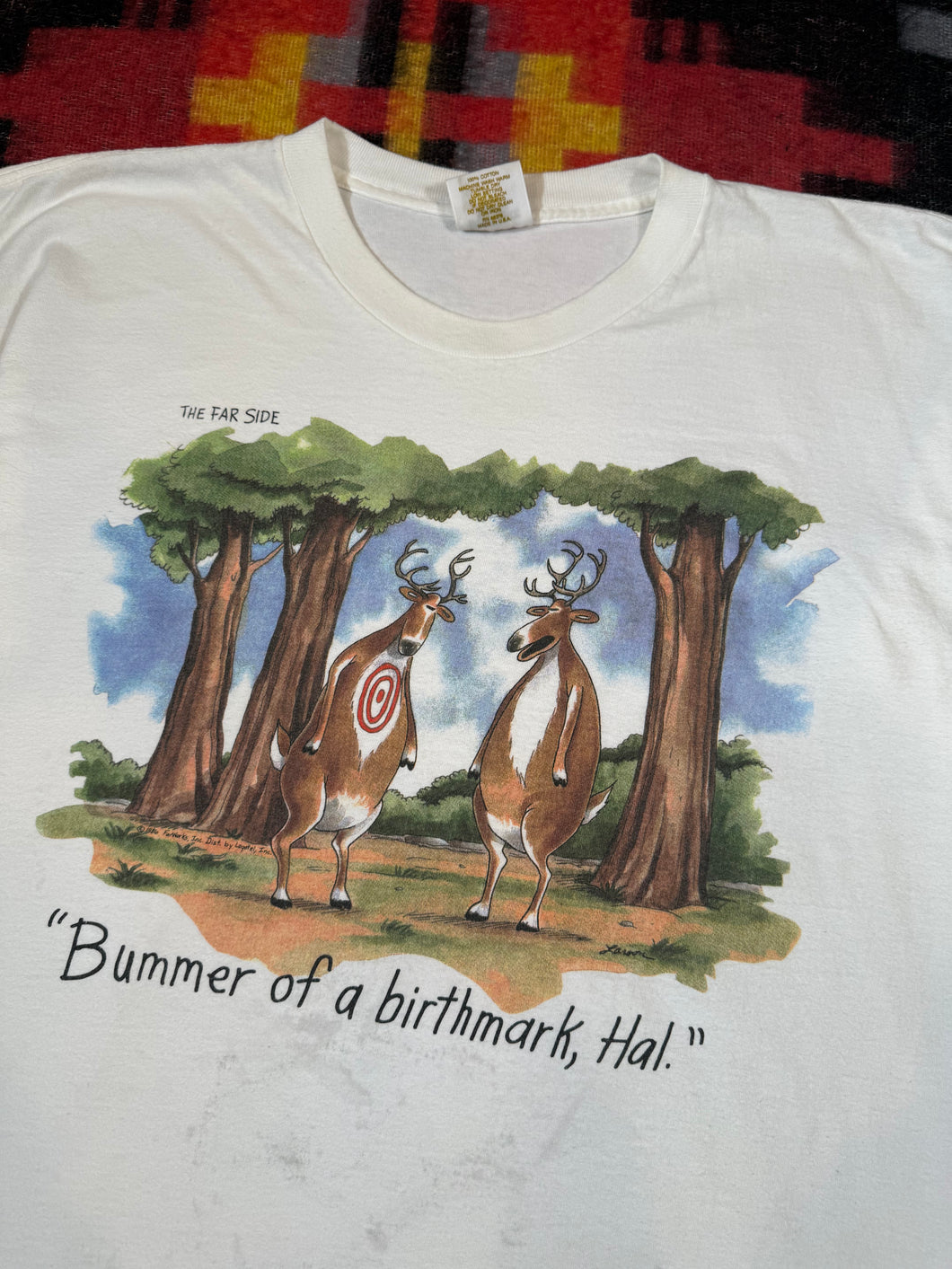 Vintage Distressed The Far Side Deer Birth Mark Shirt (2XL)