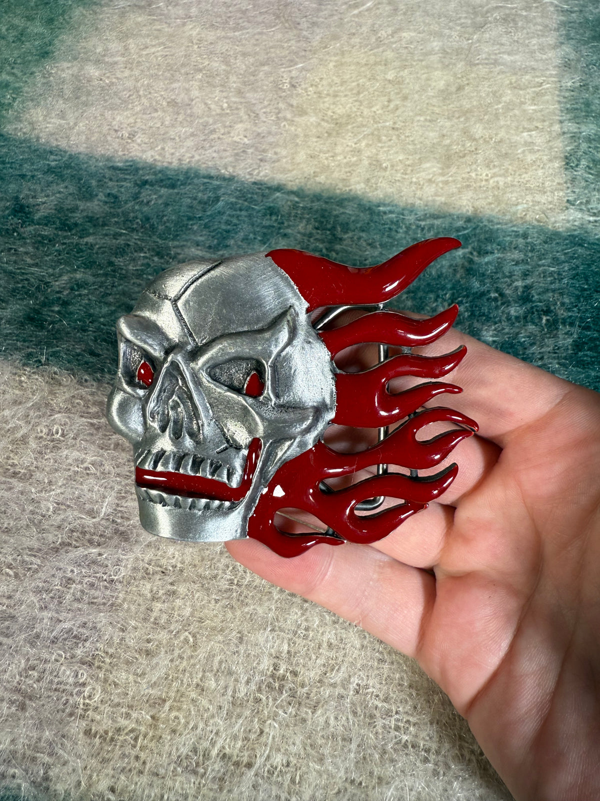 Vintage Flaming Skull Belt Buckle