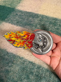 Vintage Flaming Skull Motorcycle Wheel Belt Buckle
