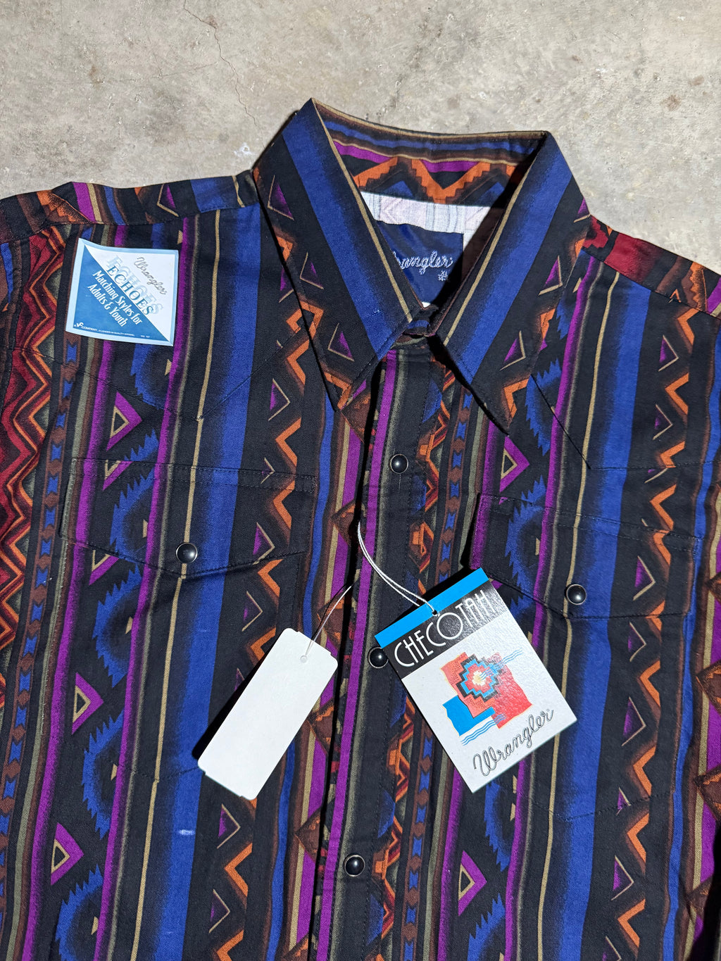 Vintage Wrangler Checotah Pattern Western Shirt (Youth XL)