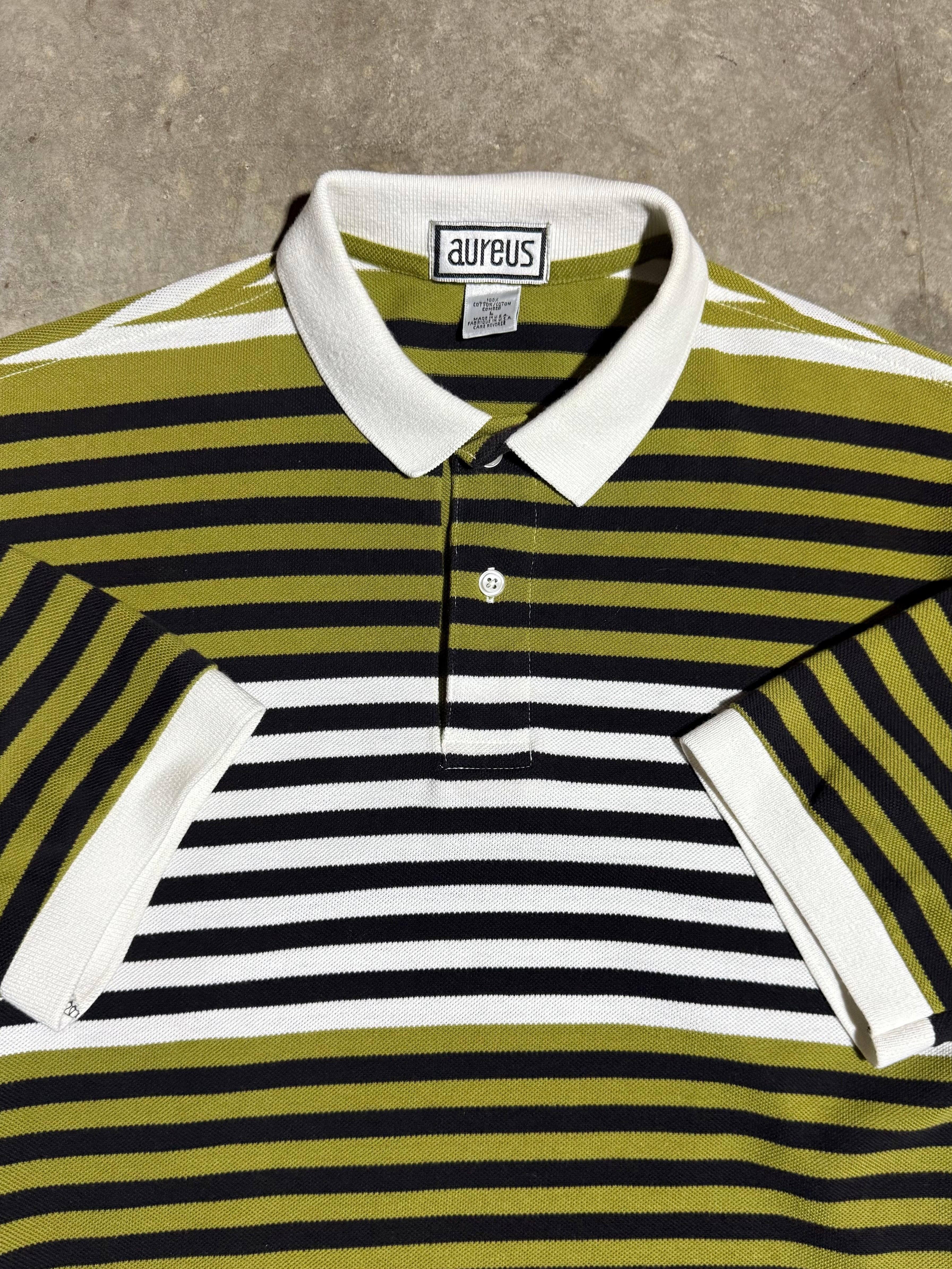 Vintage Aureus Striped Golf Polo (L)