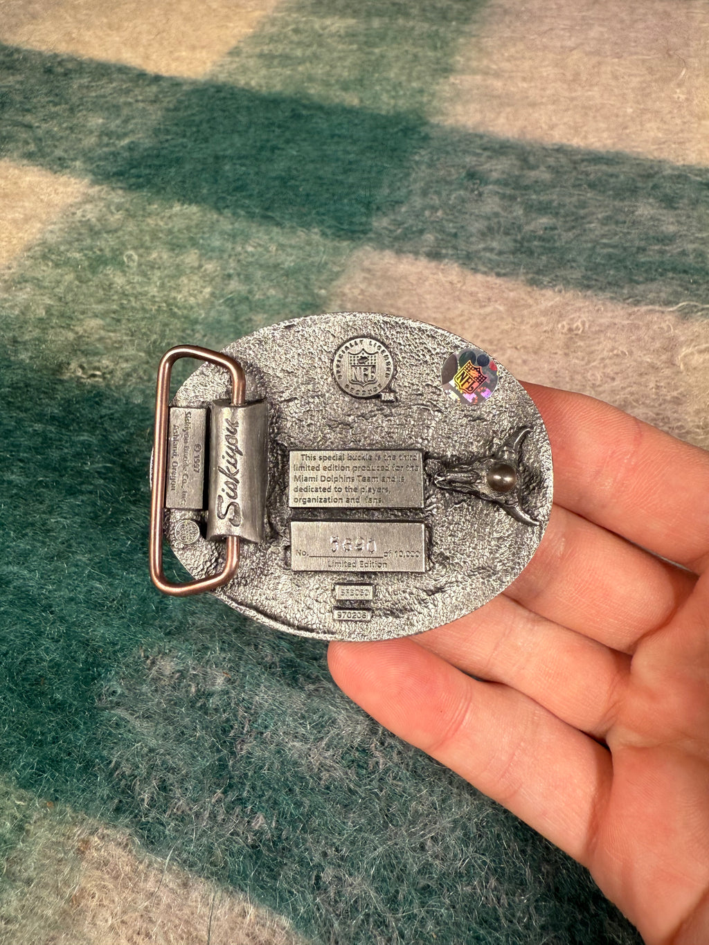 Vintage Miami Dolphins Helmet Belt Buckle