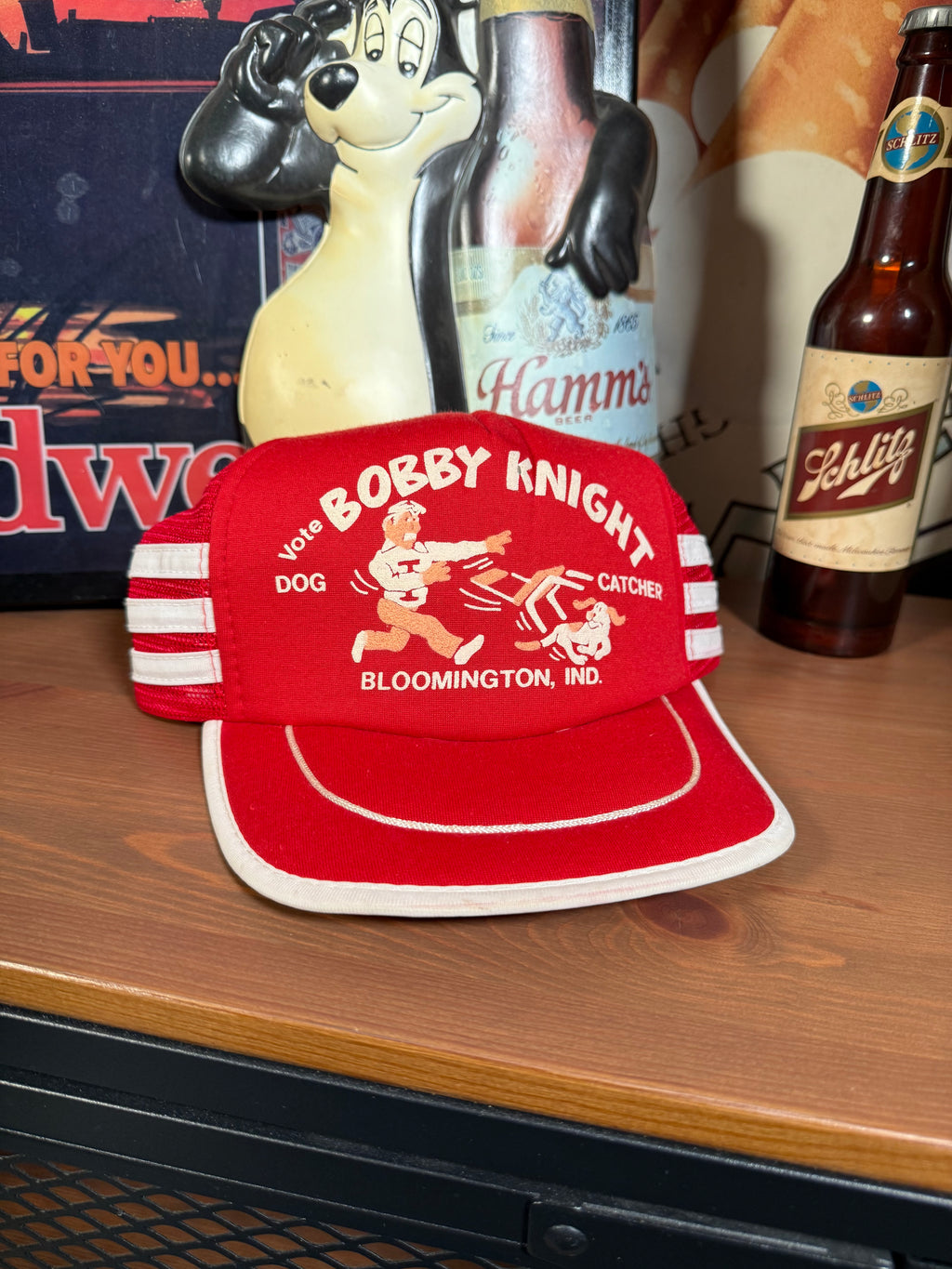 Vintage Vote Bobby Knight Dog Catcher 3 Stripe Trucker Hat