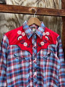Vintage Karman Womens Embroidered Flower Western Shirt (WS)