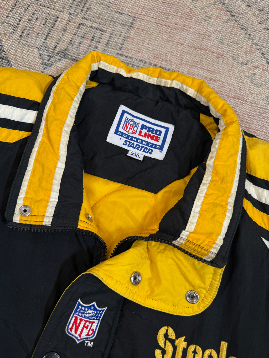 Vintage 90s Pittsburgh Steelers Starter Zip Up Puffy Jacket (2XL)