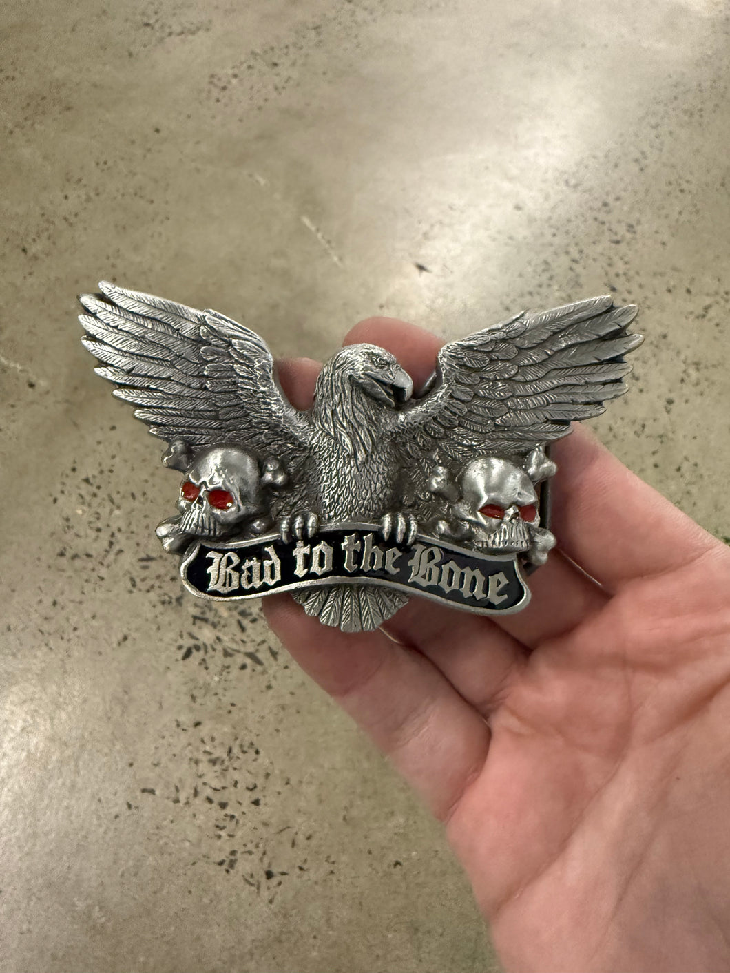 Vintage Bad to the Bone Belt Buckle