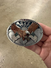Load image into Gallery viewer, Vintage Eagle American Flag Bergamot Belt Buckle
