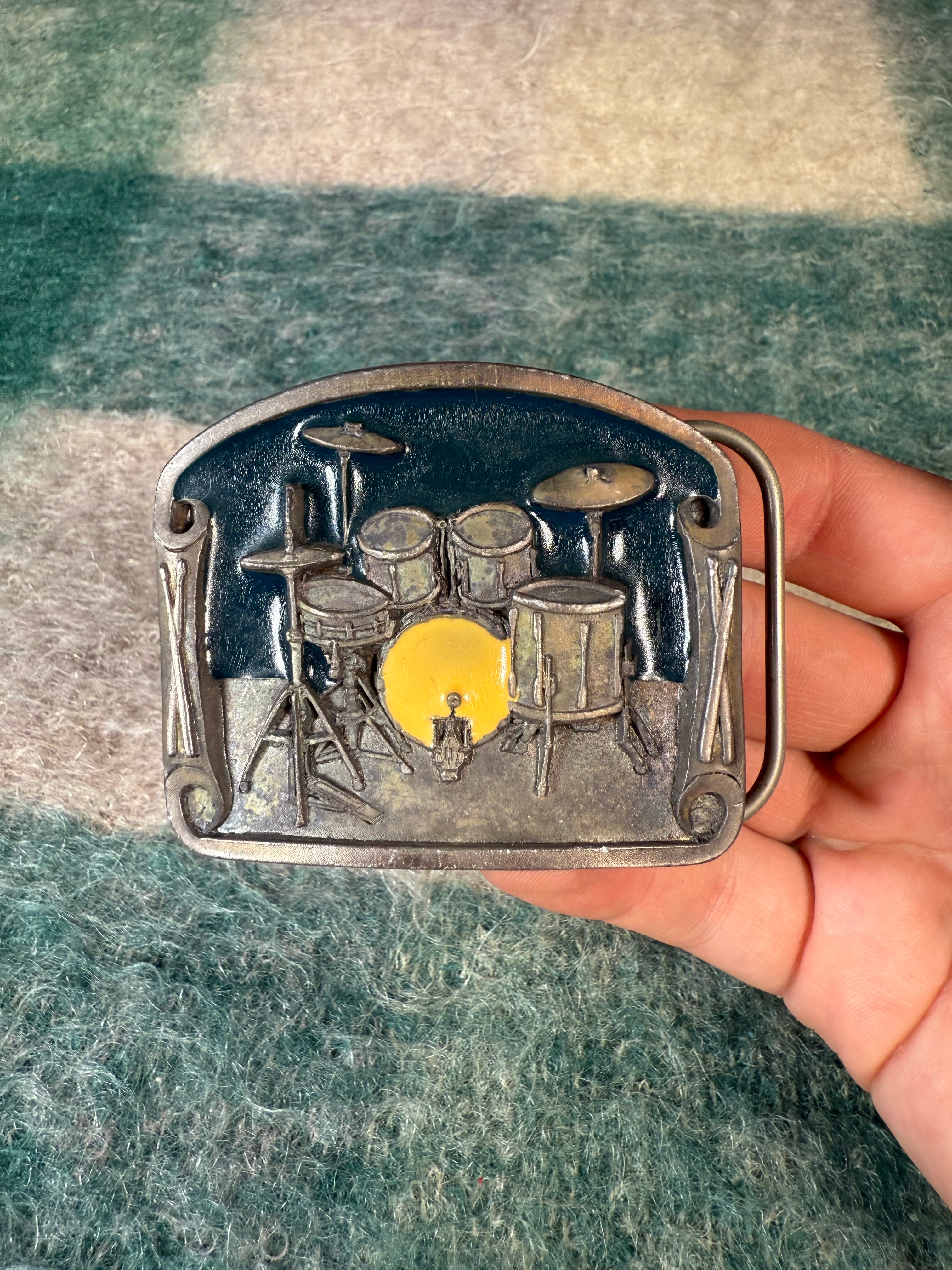 Vintage Colorful Drum Set Belt Buckle