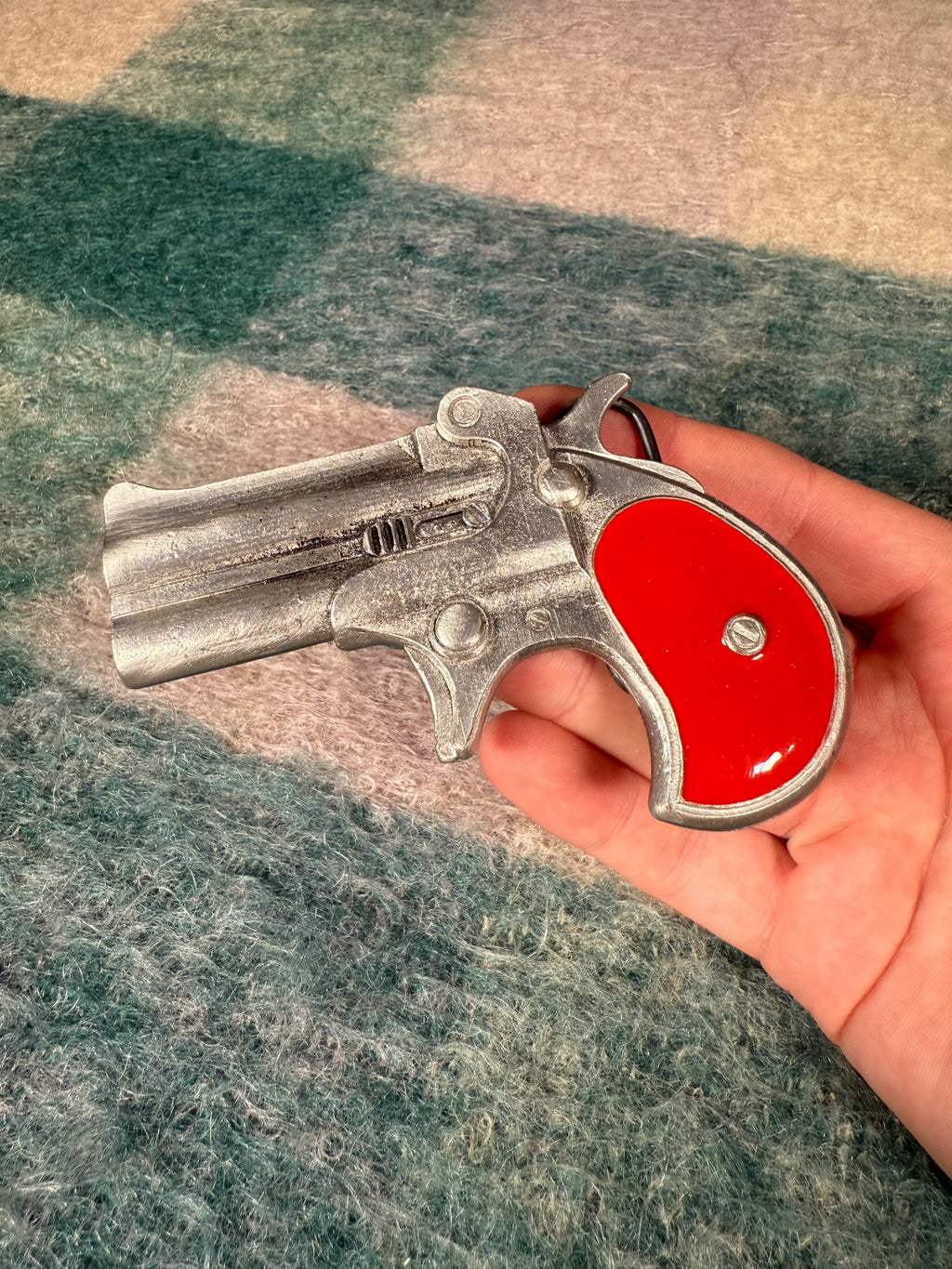 Vintage Red Pistol Belt Buckle