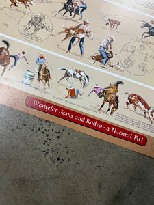 Vintage 1981 Wrangler Professional Rodeo Cowboys Association Big Poster (24x37inch)