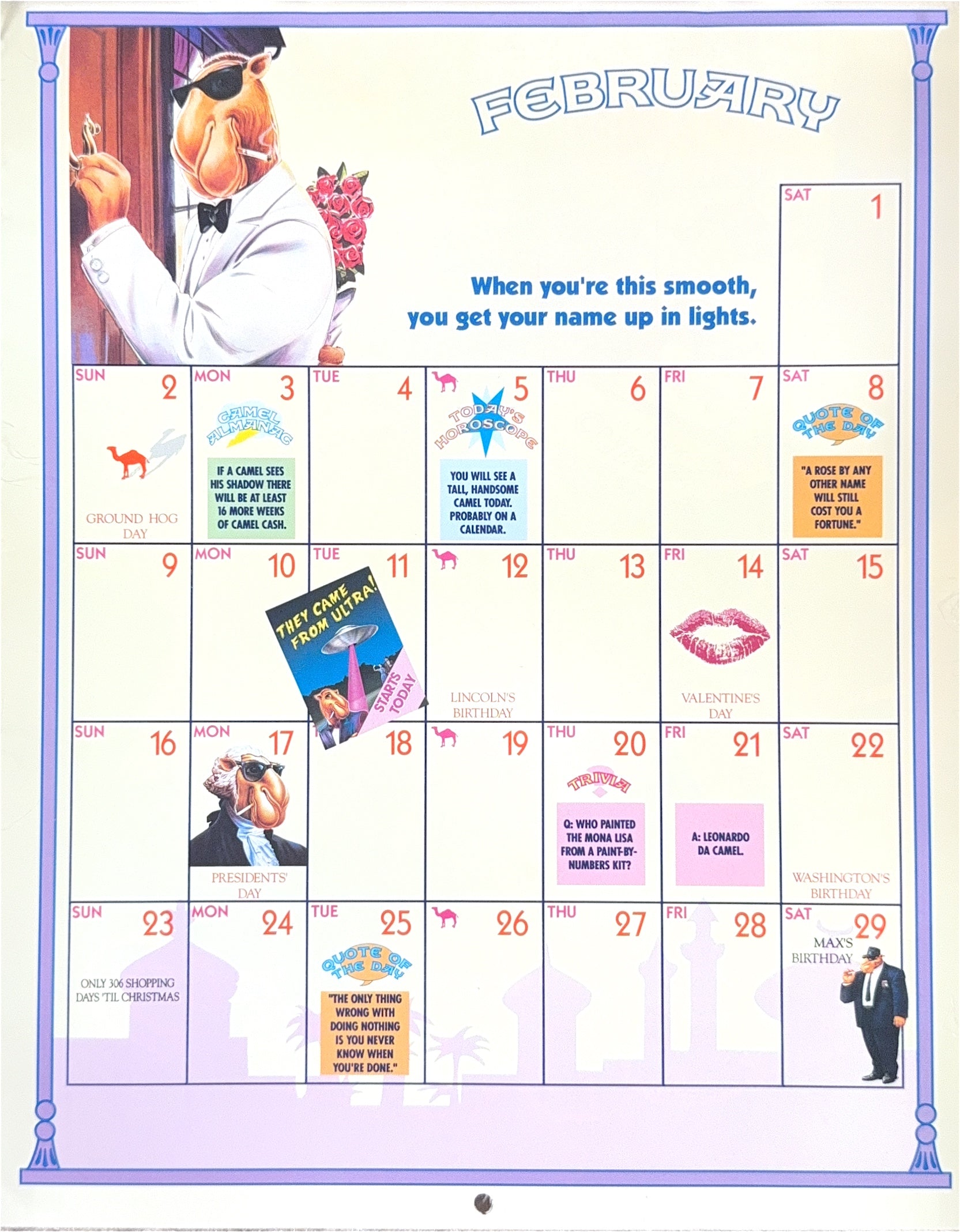 Vintage 1992 Camel Calendar