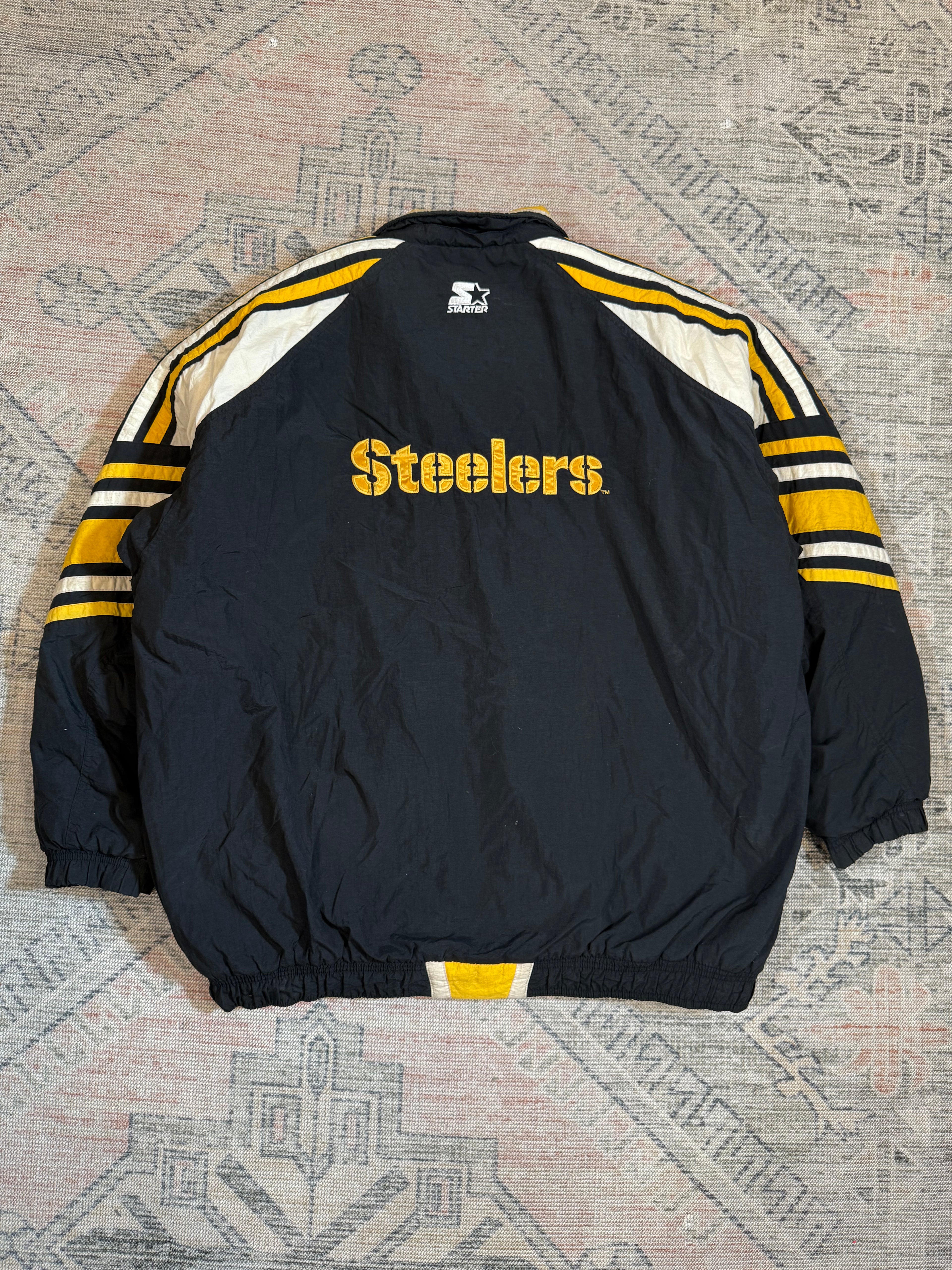 Vintage 90s Pittsburgh Steelers Starter Zip Up Puffy Jacket (2XL)