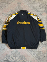 Load image into Gallery viewer, Vintage 90s Pittsburgh Steelers Starter Zip Up Puffy Jacket (2XL)
