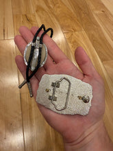 Load image into Gallery viewer, Vintage Iridescent Crystal Belt Buckle + Bolo Tie Combo
