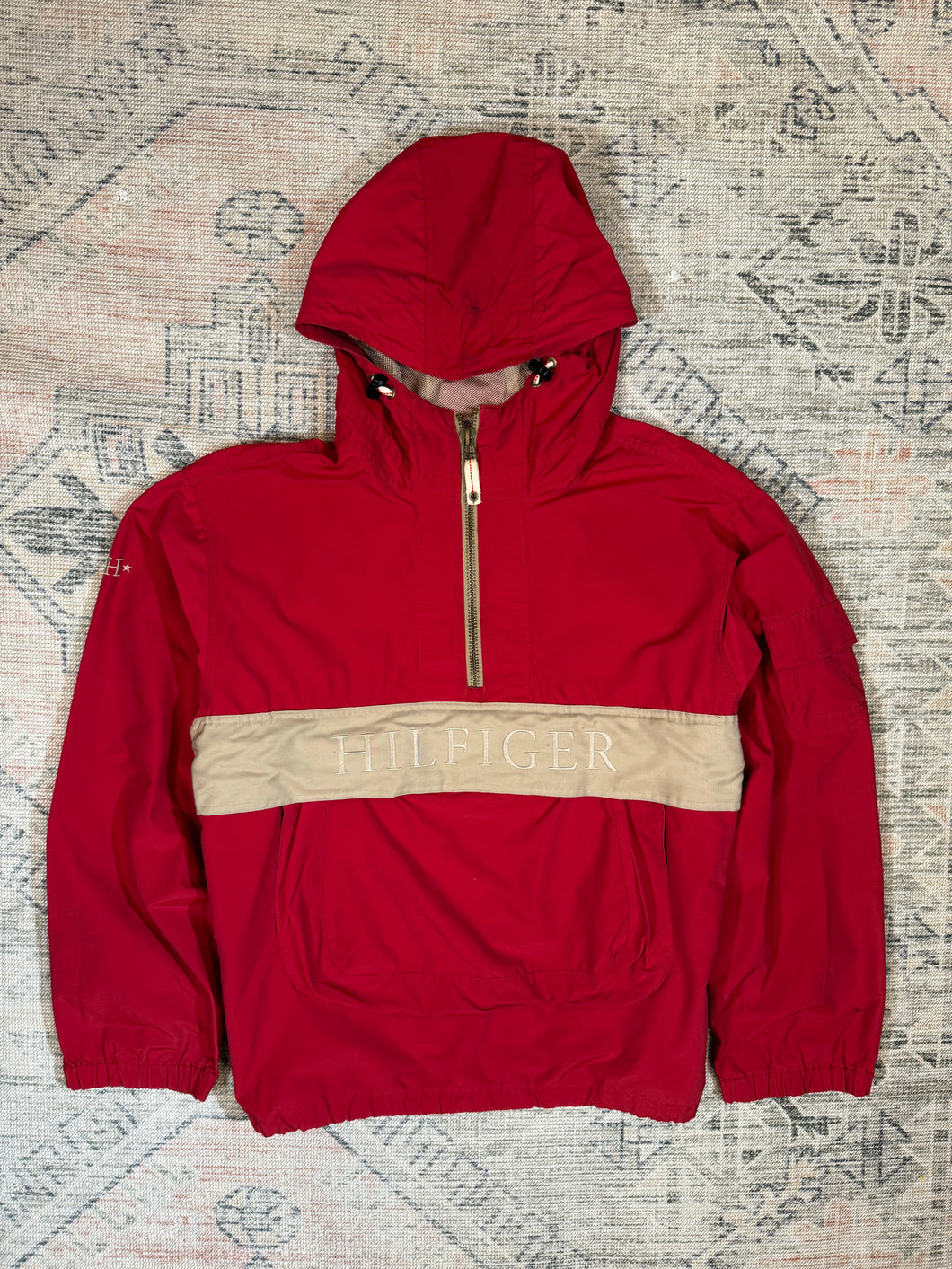 Vintage Tommy Hilfiger Red Pullover Jacket (XL)