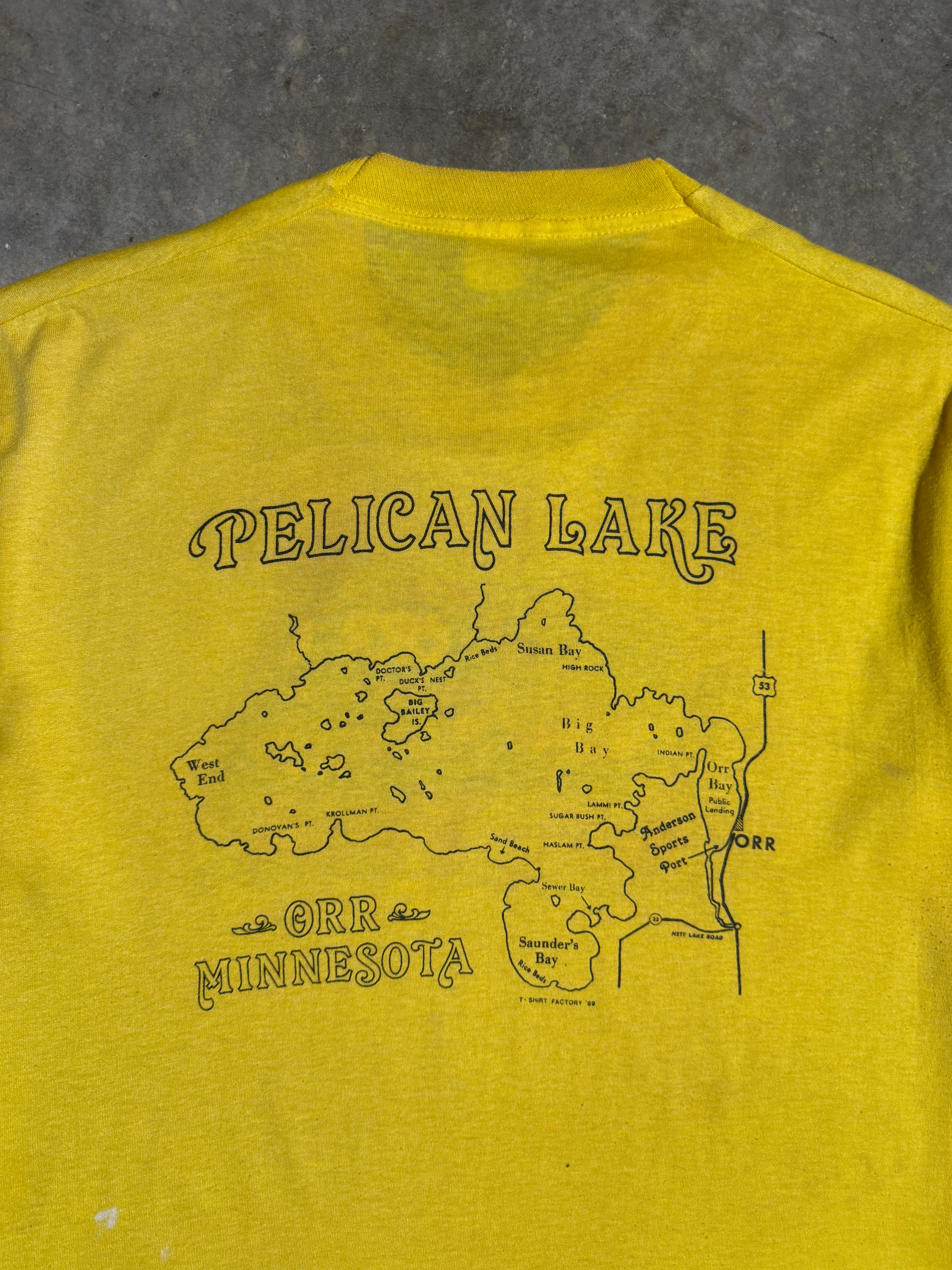 Vintage 1989 Giant Blue Gill Pelican Lake Double Sided Tee (L)