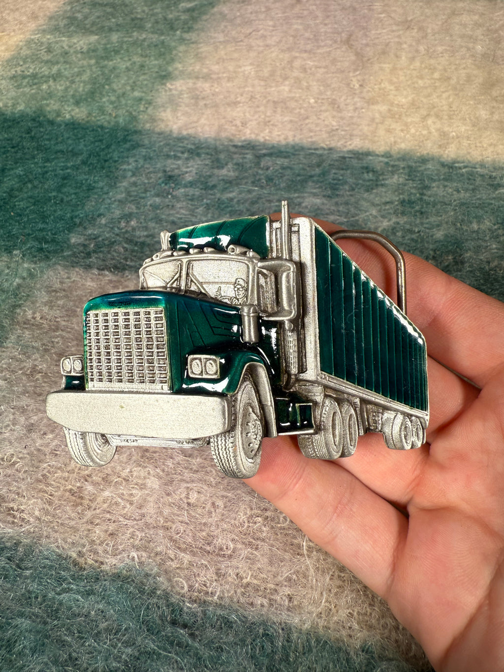 Vintage Green Semi Truck Belt Buckle