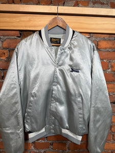 Vintage Silver Amtrak Satin Jacket (L)