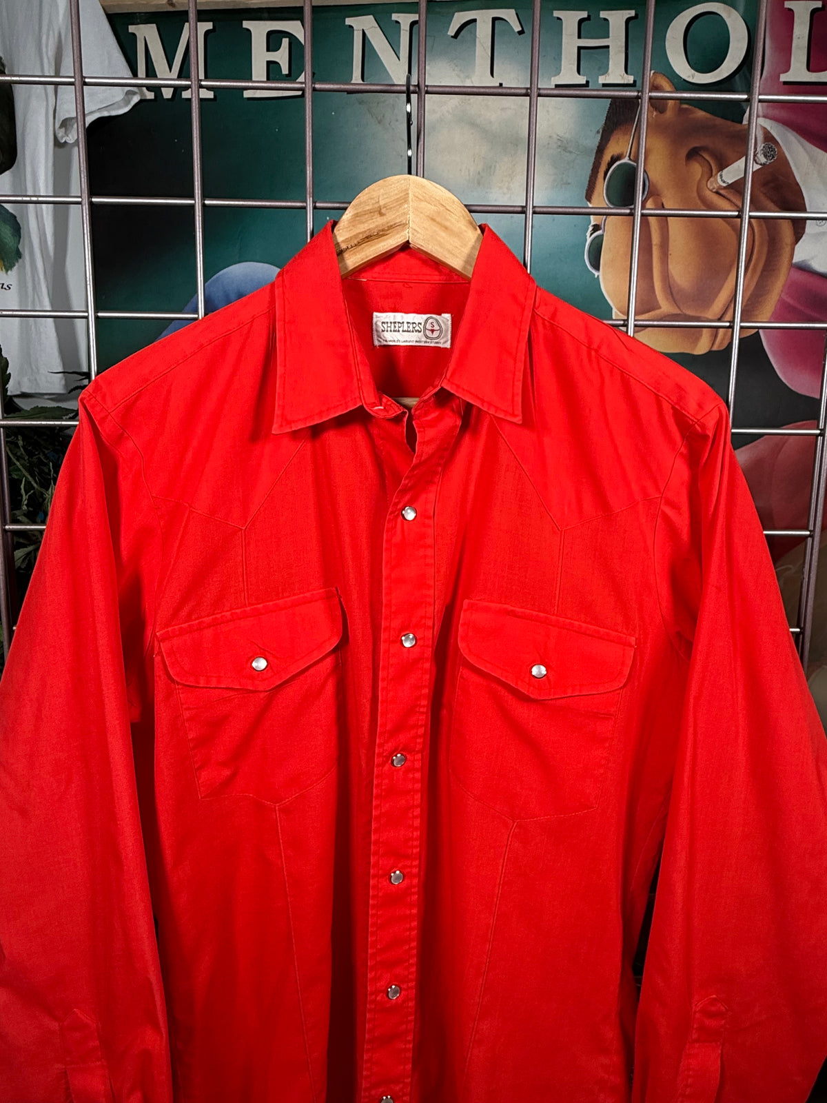 Vintage Sheplers Red Pearl Snap Western Shirt (M)